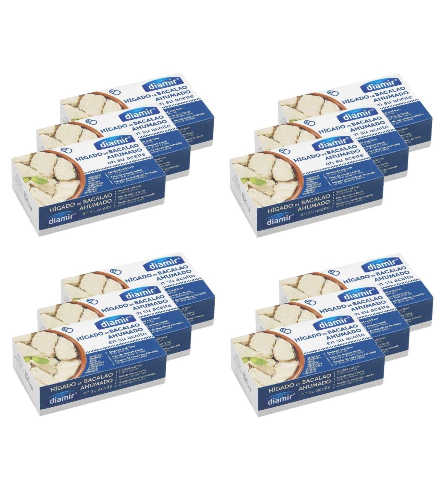 diamir Lot 12x Smoked Cod Liver - Box 120g