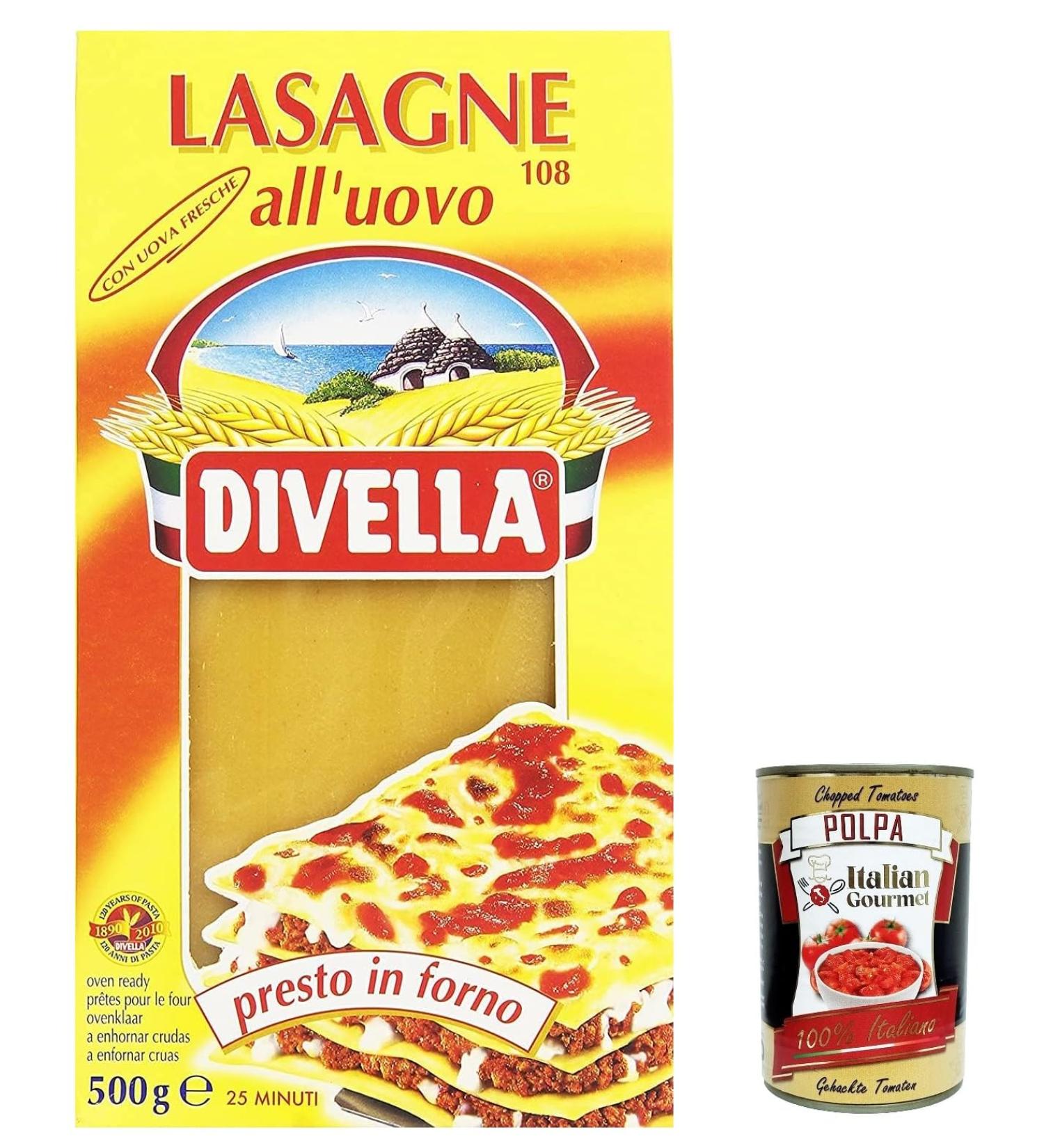  Italian Gourmet E.R. Divella Egg Pasta Pack of 4 100% Italian Egg Pasta Pasta with Egg No. 108 500g + Italian Gourmet Polpa 400g - Buy Online on GoSupps.com