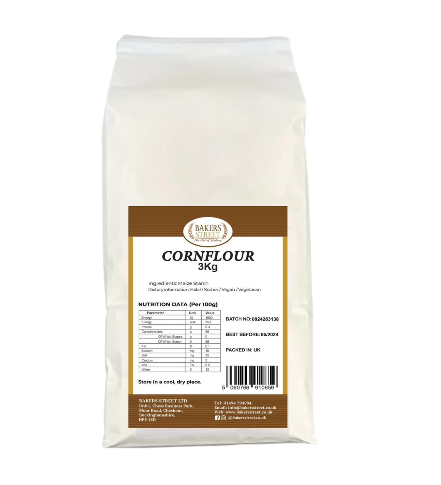 Bakers Street Cornflour 3Kg Bag Premium Quality Maize Starch for Cooking Thickener Free Next day Delivery - Buy Online on GoSupps.com