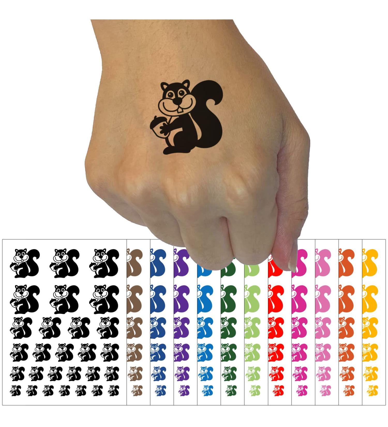 Squirrel Holding Acorn Temporary Tattoo Set - Water Resistant Purple Body Art Collection - Buy Online on GoSupps.com