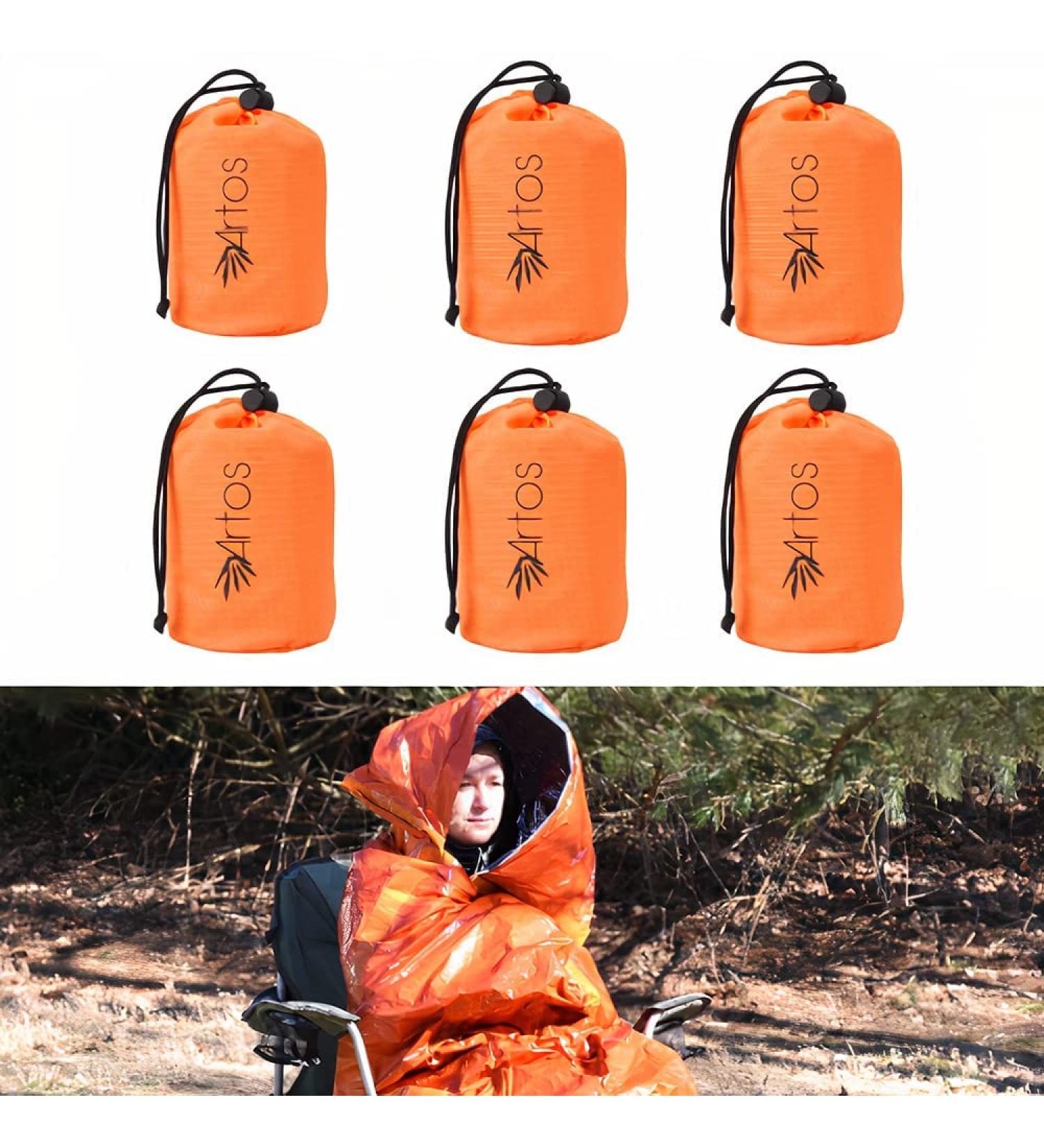 Waterproof Emergency Sleeping Bag 6-Pack | Lightweight Thermal Blanket for Camping & Hiking | Outdoor Survival Gear - Buy Online on GoSupps.com