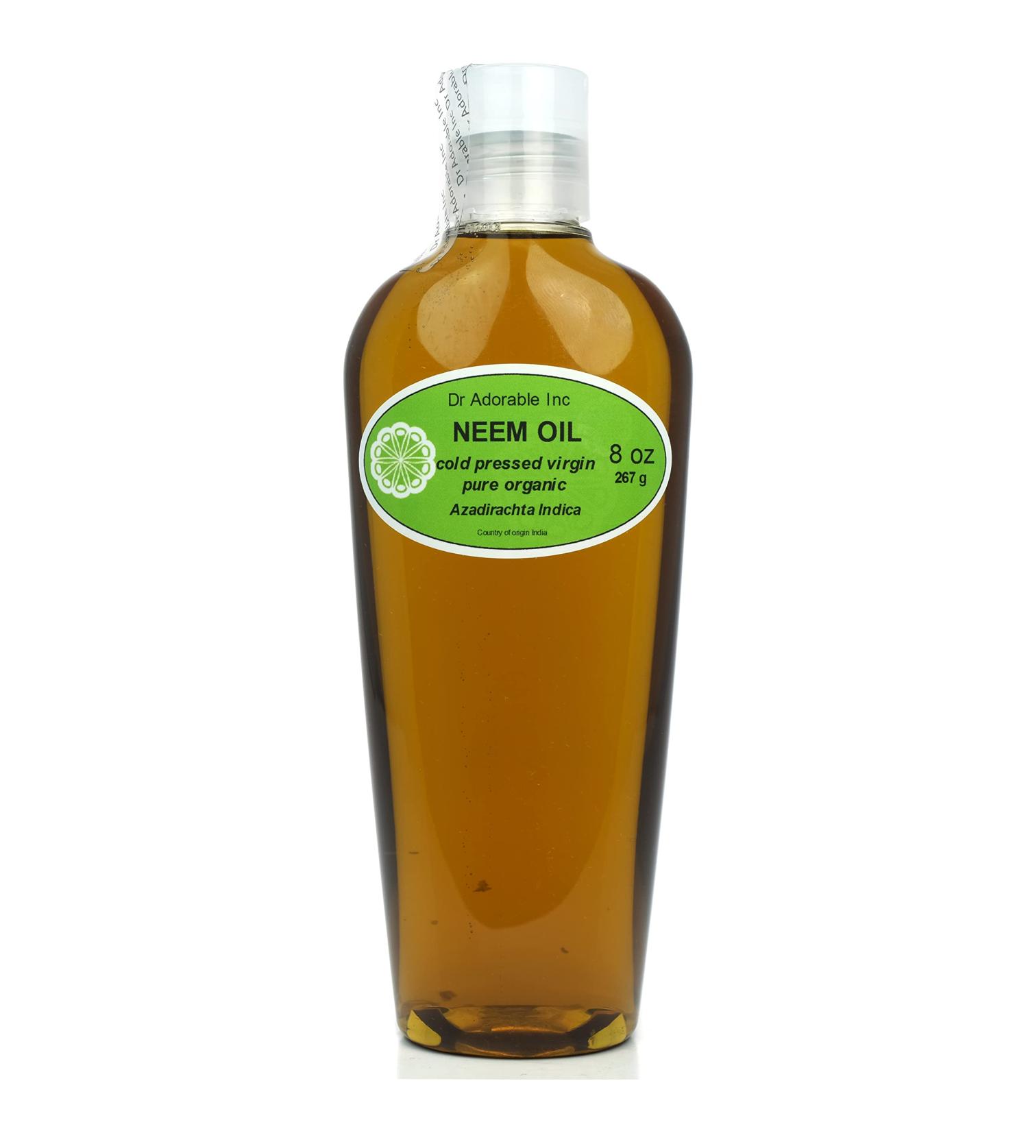 Dr Adorable Neem Oil 8 oz - Unrefined 100% Pure Natural Organic Cold Pressed for Skincare & Gardening - Buy Online on GoSupps.com