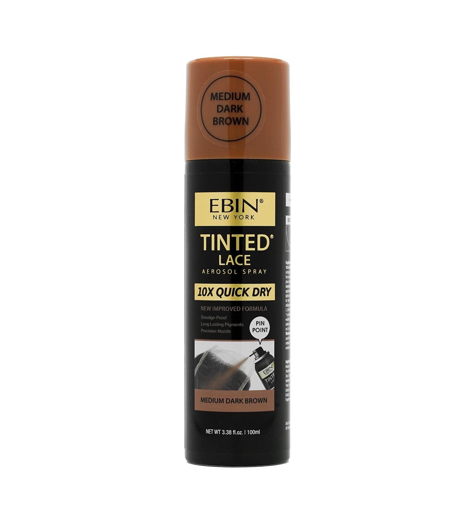 EBIN NEW YORK Tinted Lace Spray - 3.38oz/ 100ml Medium Dark Brown | Fast Drying Water Resistant No Residue Even Application Skin-Matching Tone Natural Look 3.38 Fl Oz (Pack of 1) Medium Dark Brown - Buy Online on GoSupps.com