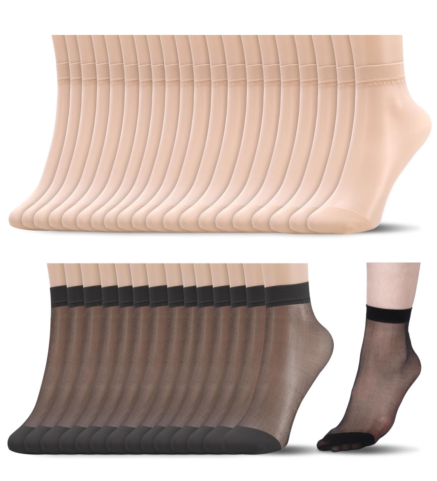 Apricitie 40 Pairs Women's Nylon Stockings - Matt Transparent Fine Socks Reinforced Toes Ankle Hedge (EU 35-42) - Shop Quality Internationally - Buy Online on GoSupps.com