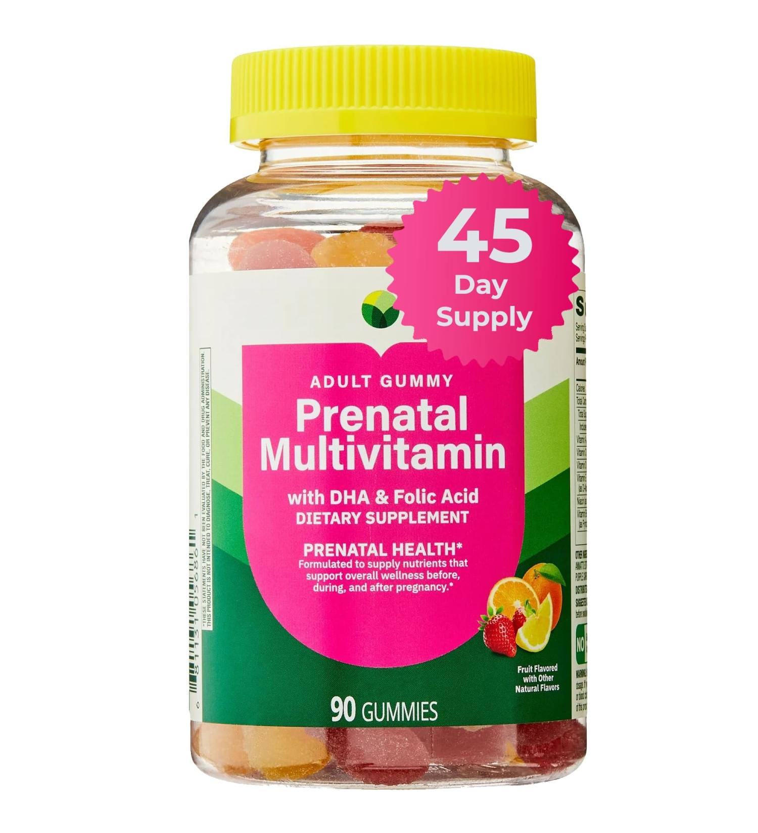 Prenatal Multivitamin Gummies with DHA & Folic Acid Fruit Flavor 90 Count 45-Day Supply Daily Prenatal Wellness Support Before During & After Pregnancy - Buy Online on GoSupps.com