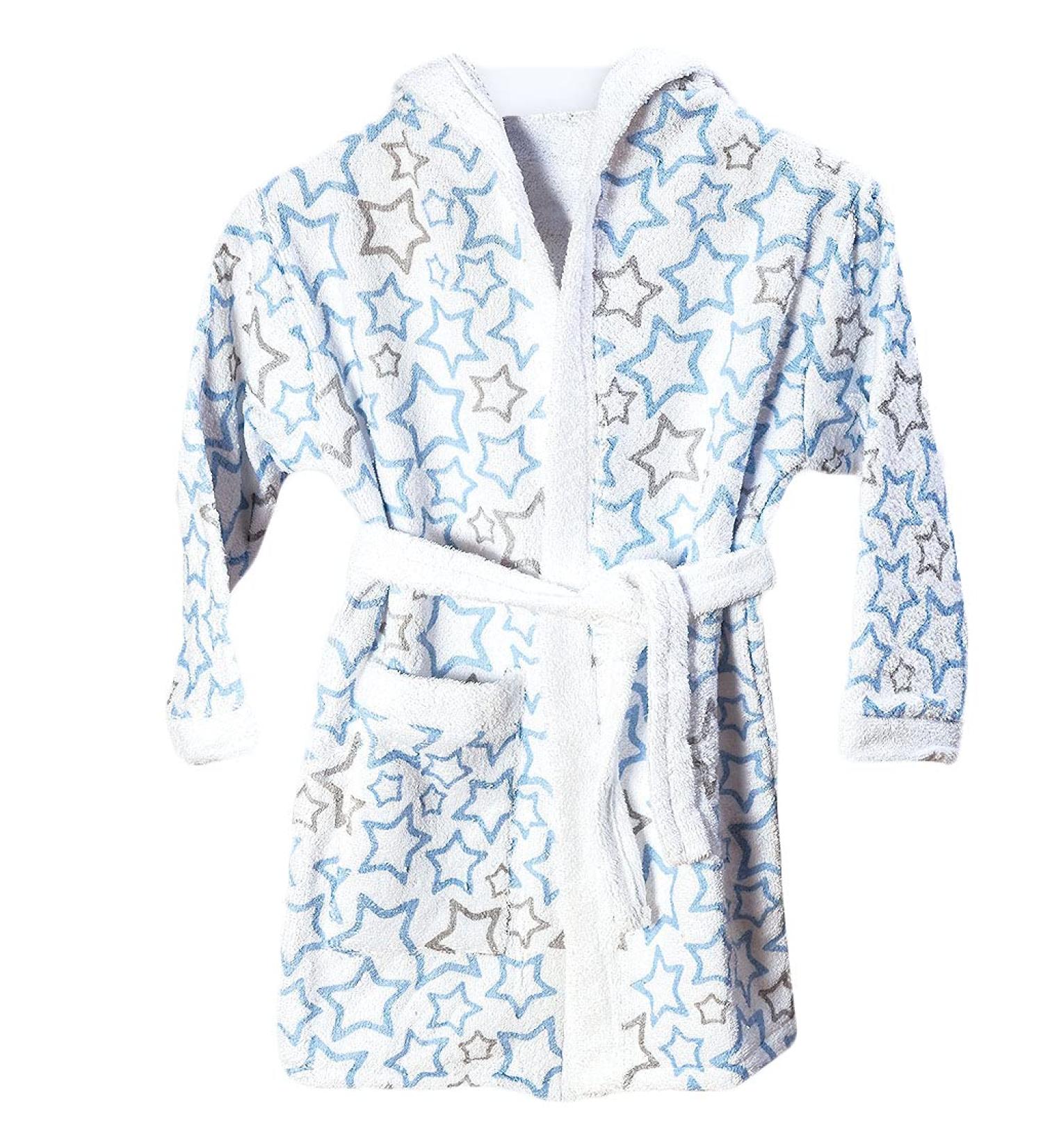 Ti Tin Ferry Children's Bathrobe | 100% Cotton Baby Bath Coat 80-92 cm | Blue Star Design for Ages 1-2 Years - Buy Online on GoSupps.com