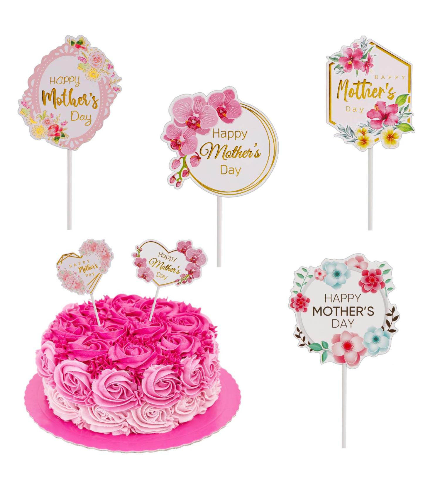 SICOHOME Happy Mothers Day Topper 24PCS Mothers day cake toppers Mothers Day Cupcake Toppers Picks Sticks Feliz Dia de las Madres Cake Topper for Mother's Day Birthday Party Cake Decoration Supplies - Buy Online on GoSupps.com