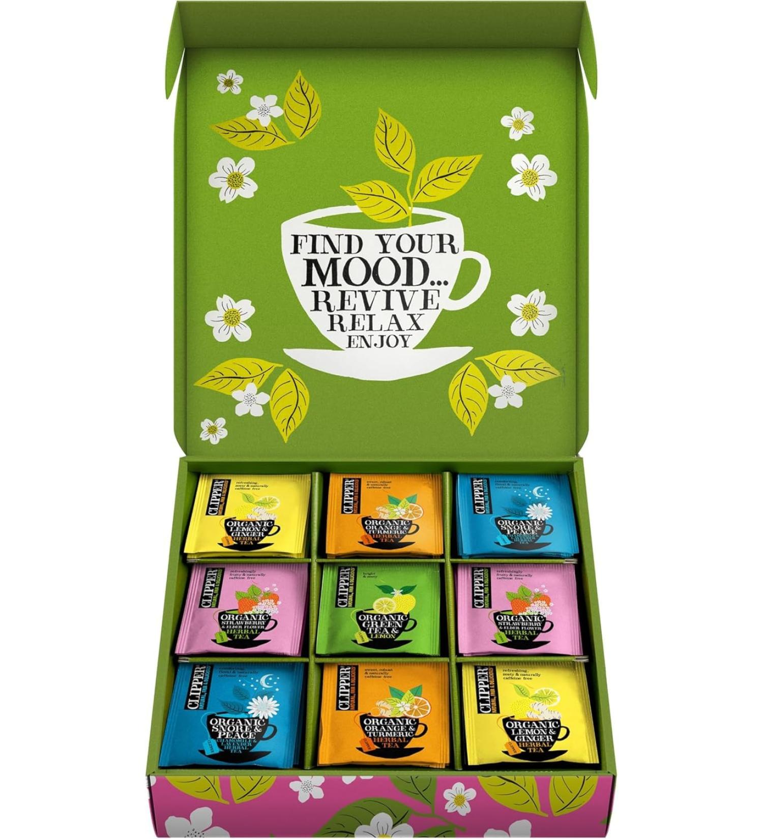 Clipper Tea Organic Herbal & Green Tea Selection/Sampler Gift Box - Eco Friendly Self Care Fair Trade. Assorted Individually Wrapped Tea Bags 1 box 45 Unbleached Tea Bags Gifting - Buy Online on GoSupps.com