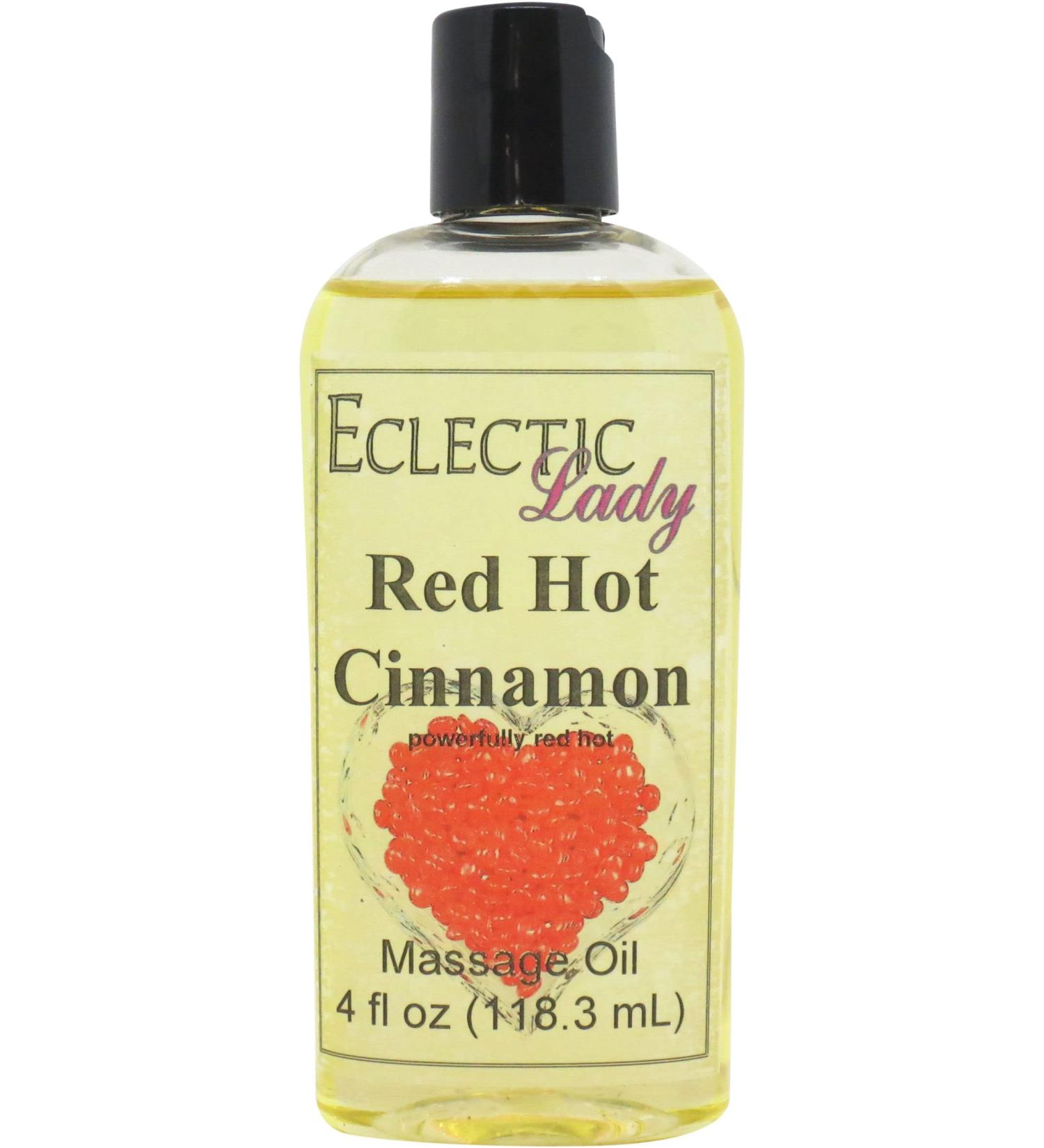 Red Hot Cinnamon Massage Oil - 4 oz | Sweet Almond & Jojoba Oil | Preservative Free | Ideal for Aromatherapy & Relaxation - Buy Online on GoSupps.com