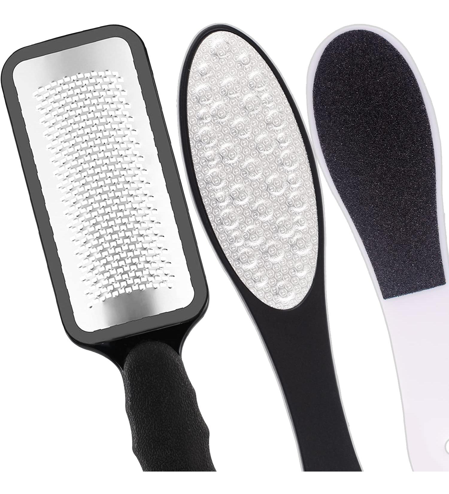 Pedicure Foot File Set - Stainless Steel Dual Sided Hard Skin Remover for Professional Foot Care - 3pcs - Buy Online on GoSupps.com
