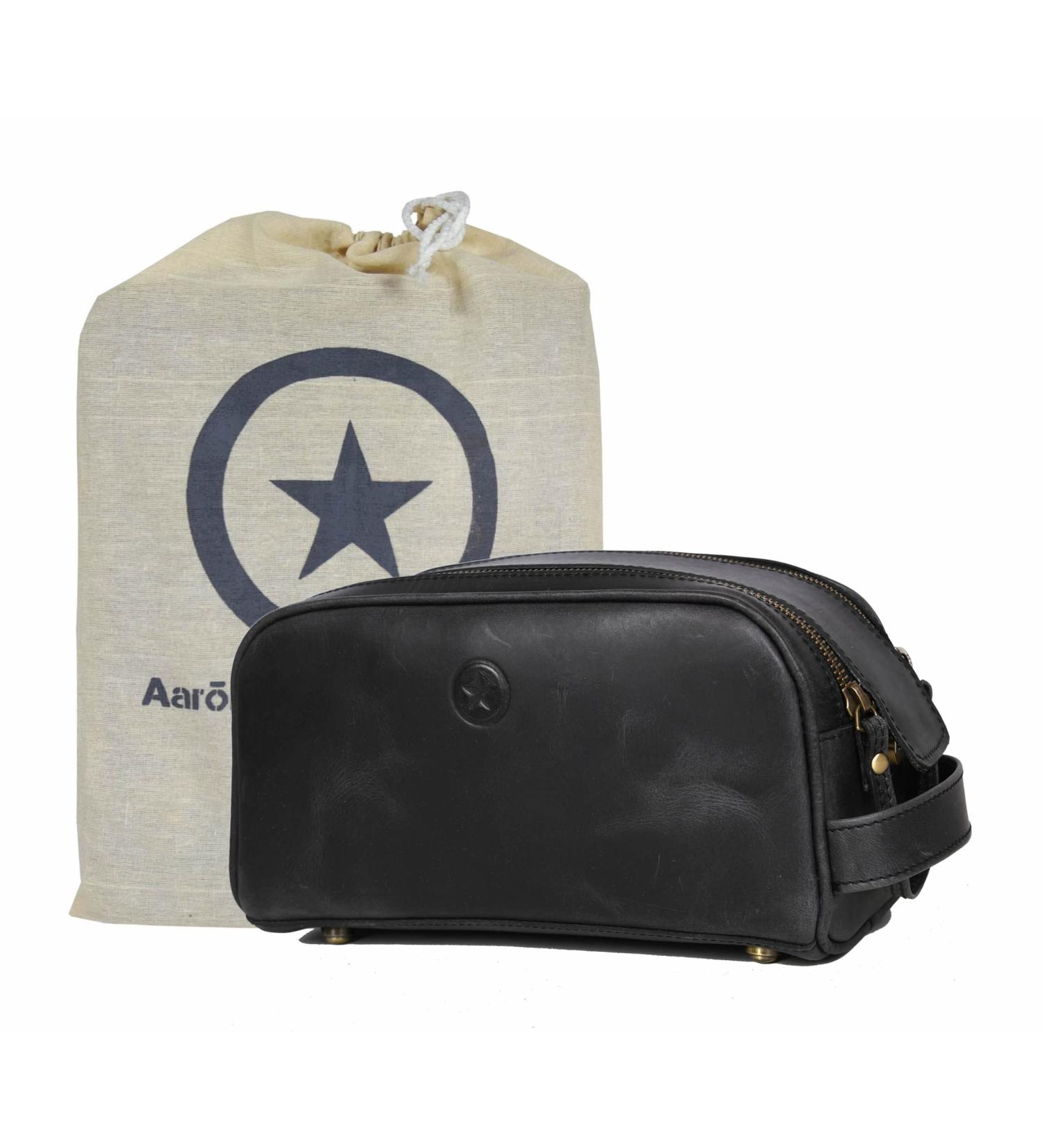 Premium Leather Travel Toiletry Pouch | Waterproof King-Size Dopp Kit | Father's Day Gift | Aaron Leather Goods - Buy Online on GoSupps.com