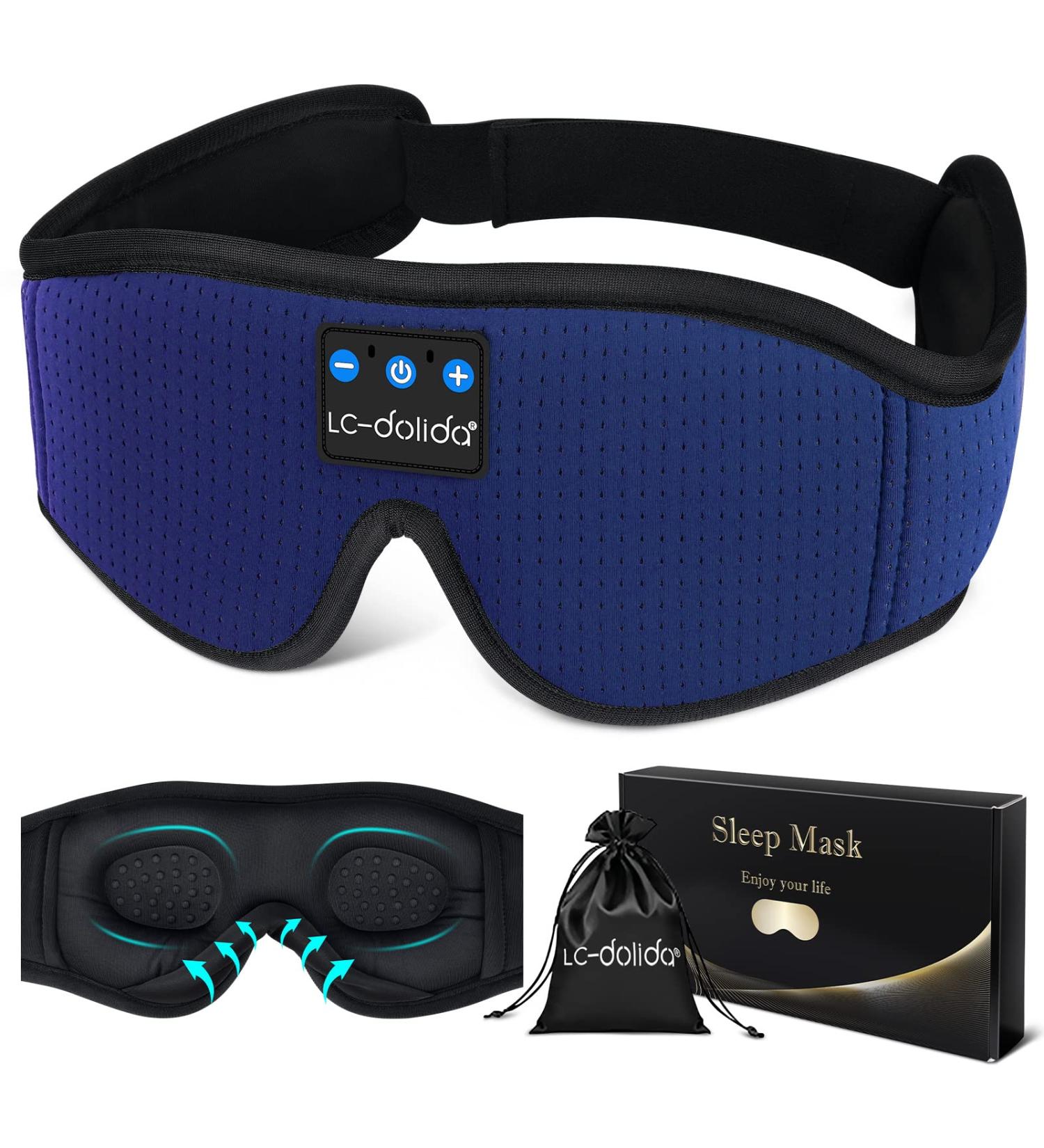 LC-dolida Sleep Mask with Bluetooth Headphones - 3D Sleeping Headphones for Side Sleepers - Elegant Blue - Buy Online on GoSupps.com