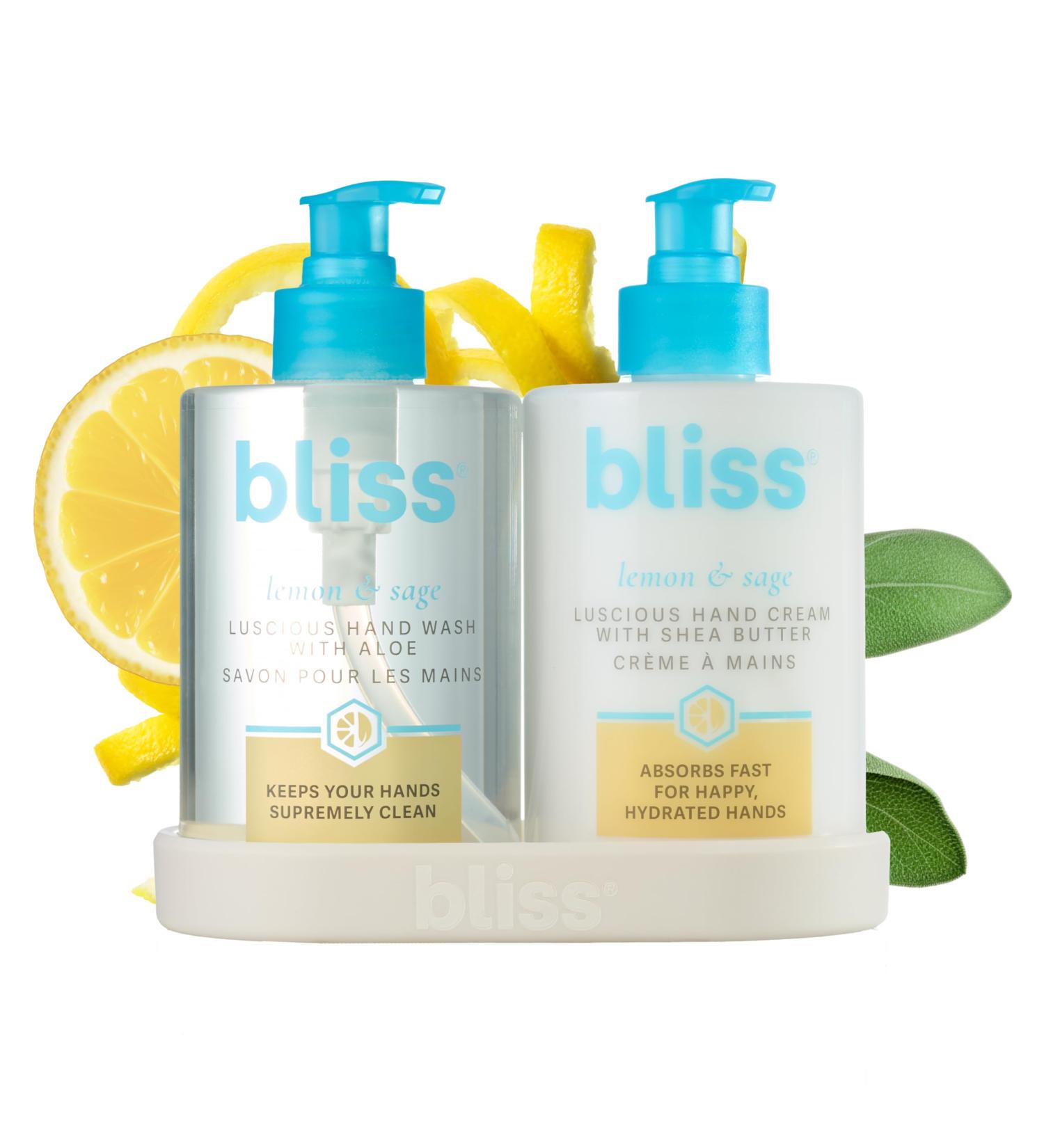 Bliss Lemon & Sage Happy Hands Duo | Hydrating Hand Wash & Nourishing Hand Cream Set with Decorative Tray 8.5 Fl Oz (Pack of 2) Happy Hands Duo - Buy Online on GoSupps.com