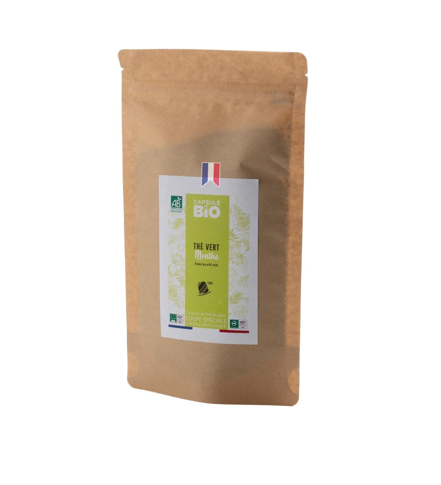 CAPSUL&BIO Organic Green Tea Mint Loose 125 g Bag - Instant Infusion Fine Cut Cold or Hot - 100% Natural Certified Organic In - Buy Online on GoSupps.com