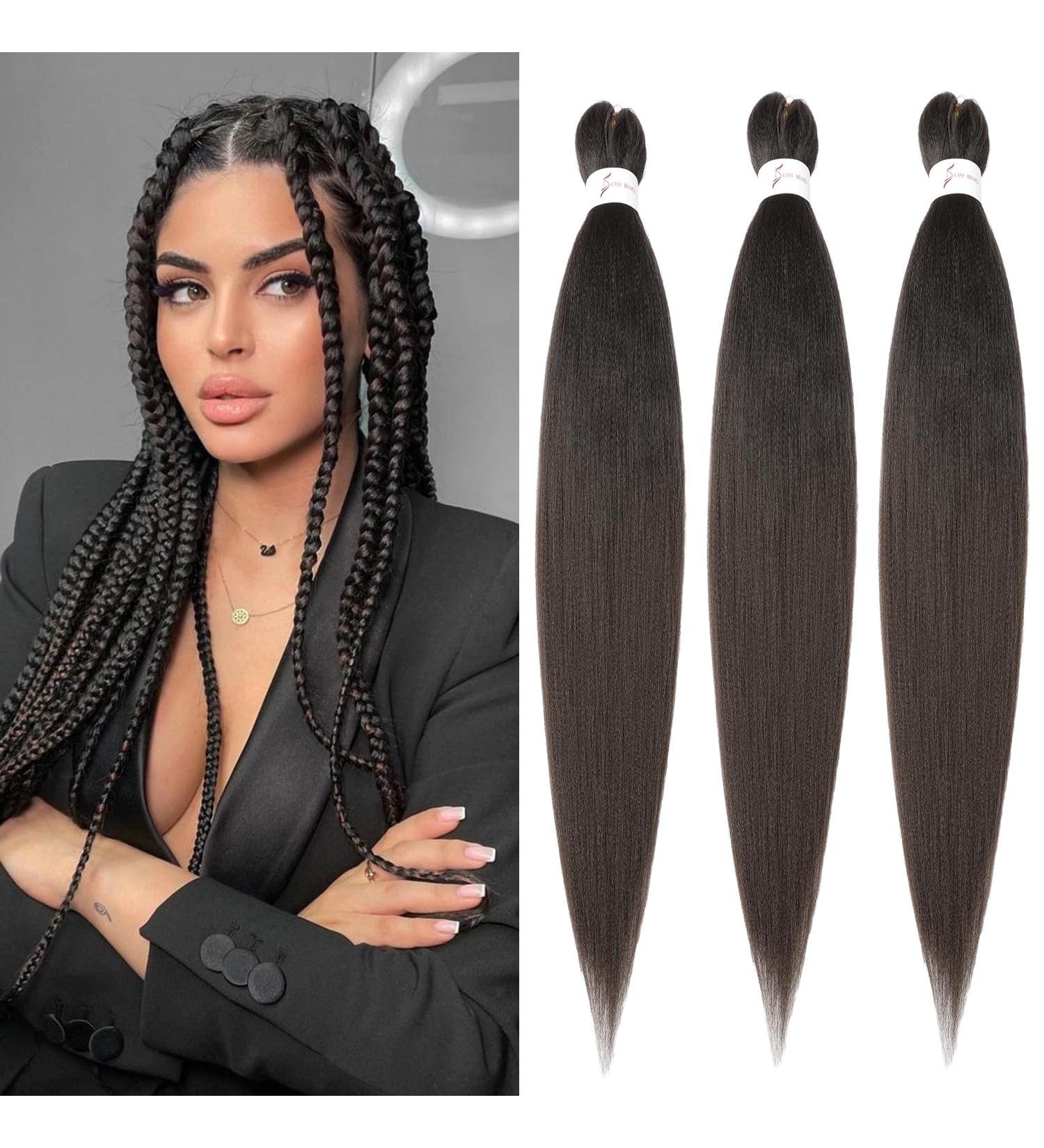 Easy Braid Anti-Stretched Braids Extensions - 32 Inch Synthetic Hair for Braiding (3 Packs Color 4#) - Premium Quality Hair Extensions for Stunning Braids - Buy Online on GoSupps.com
