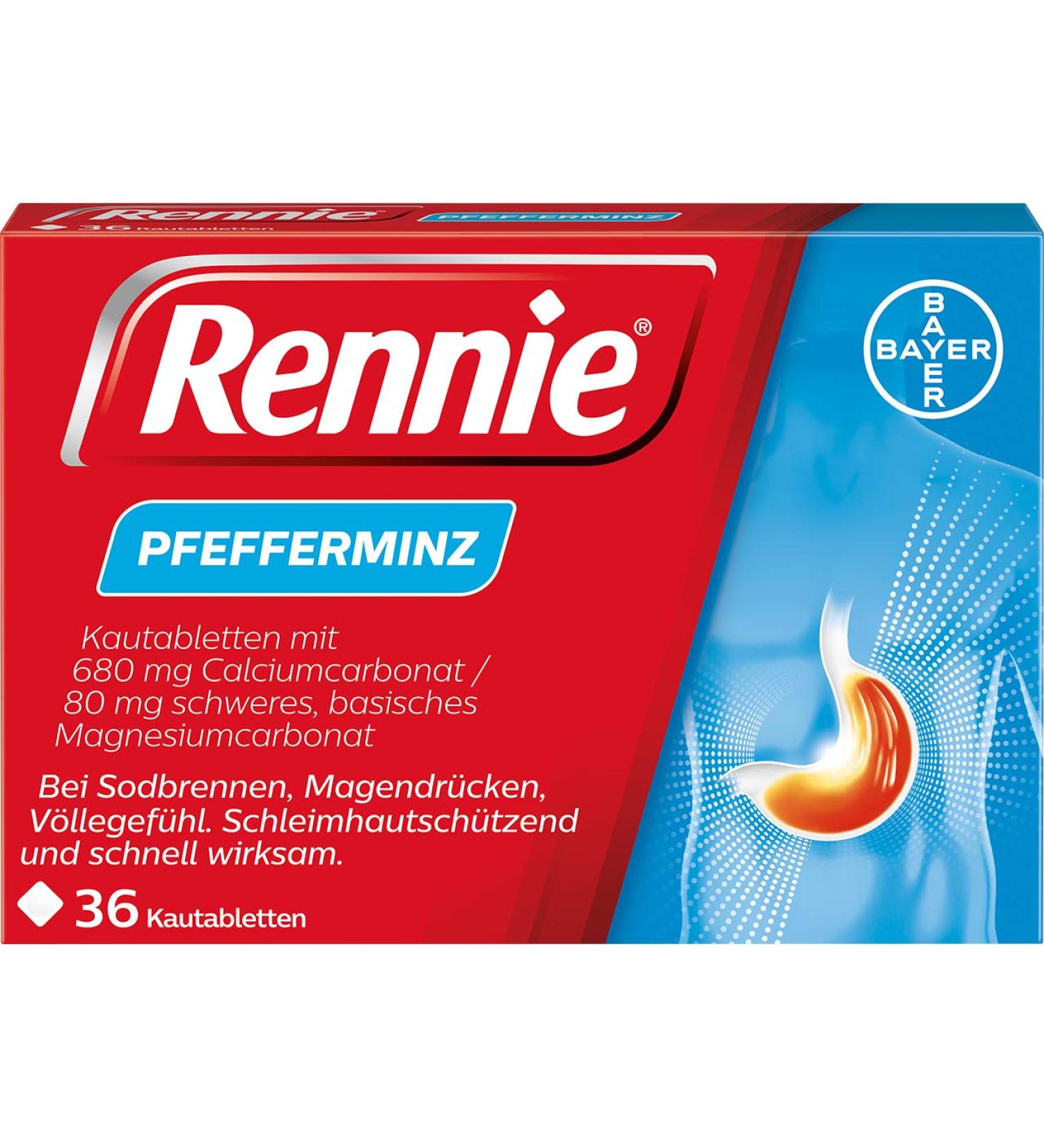 Rennie Peppermint Chewable Tablets - Relieve Heartburn & Acid Discomfort - 36 Pieces (International Shipping) - Buy Online on GoSupps.com