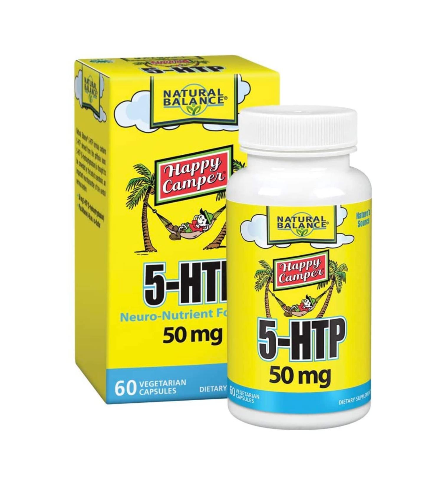 Natural Balance Happy Camper 5-HTP 50 mg - 60 Vegetarian Capsules for Mood Support - Buy Online on GoSupps.com