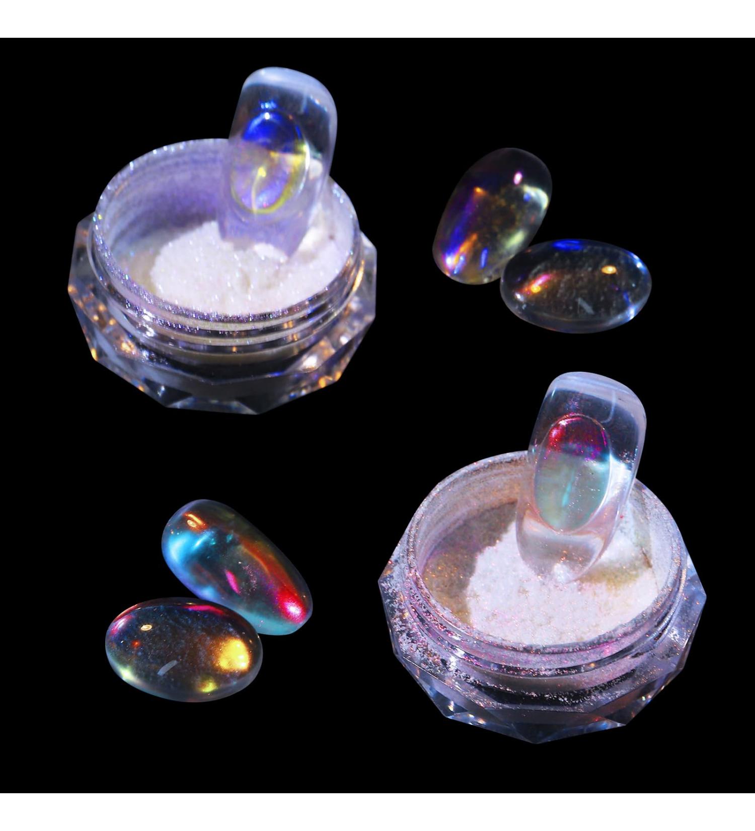 Buy 2 Jar Nail Powder Set - Aurora & Mermaid Dazzling Glitter for DIY Nail Art - Glazed Donut Mirror Effect - Buy Online on GoSupps.com