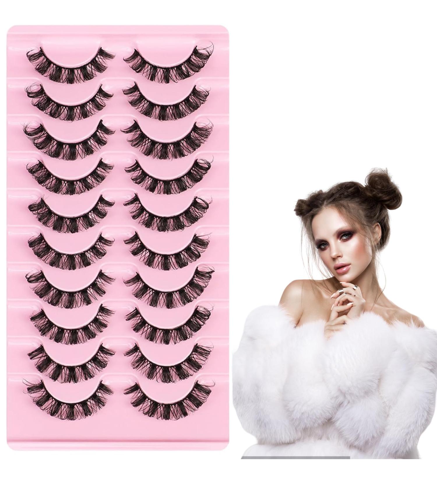 10 Pairs Eyelashes Russian Strip Lashes Natural Look Russian Strip Lashes D Curly Natural Wispy Fluffy Fake Eyelashes Lashes Lash Extensions Natural Lashes Perfect for Weddings Birthday - Buy Online on GoSupps.com