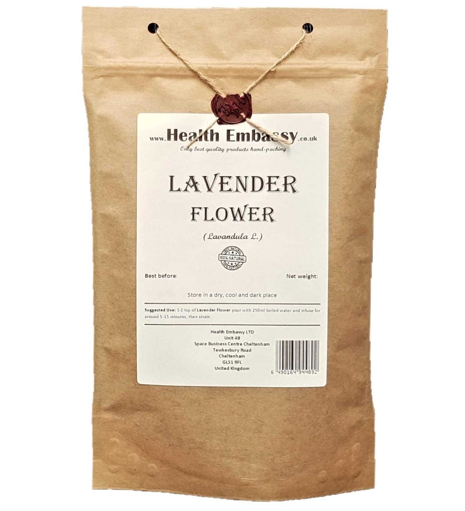 Health Embassy Lavender Flower Tea | Lavande Fleur Tisane | Lavandula L | Loose Herbal Tea (100g) - Buy Online on GoSupps.com