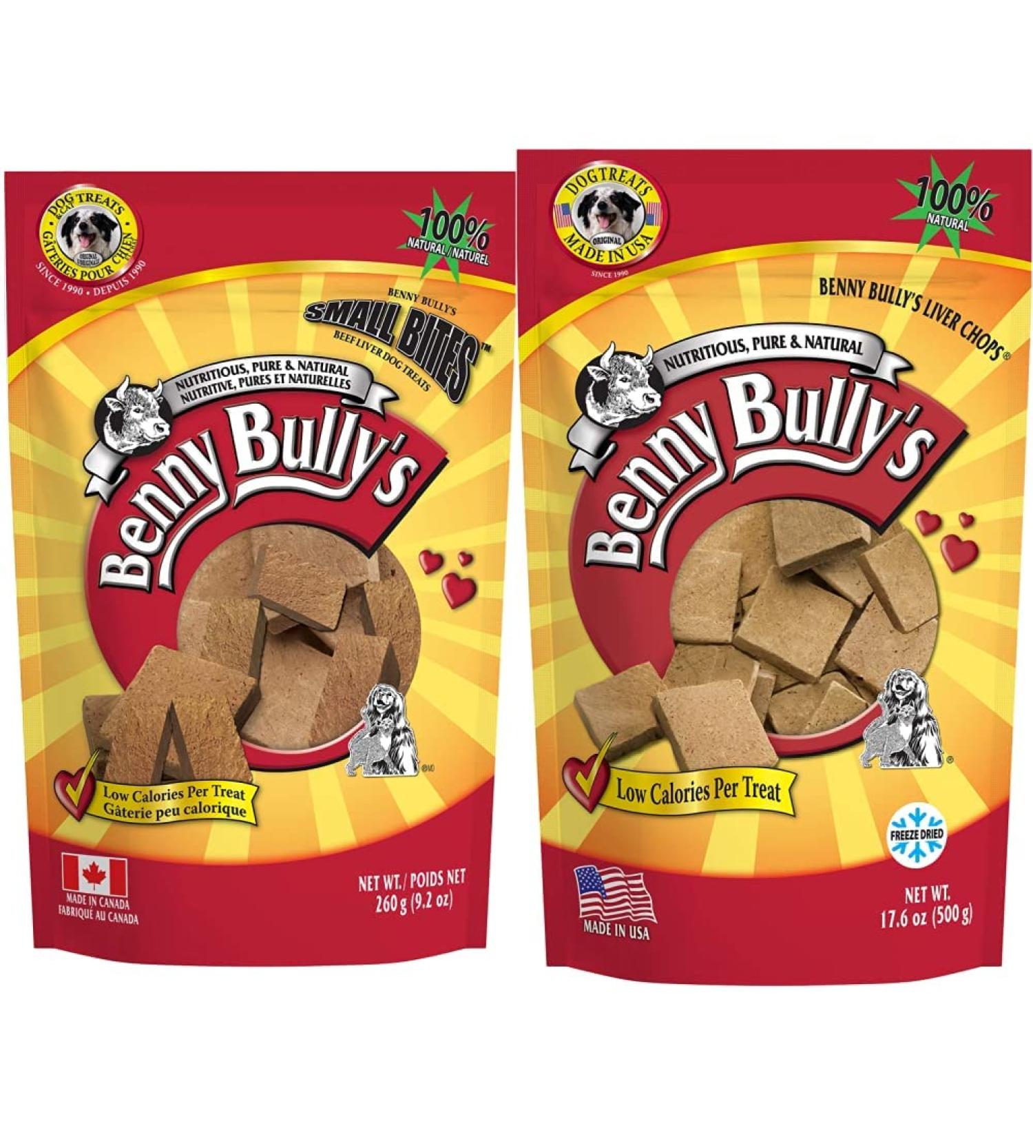 Benny Bullys Chops Small Bites Beef Liver Dog Treats (260g) + Chops Beef Liver Dog Treats (500g) - Buy Online on GoSupps.com