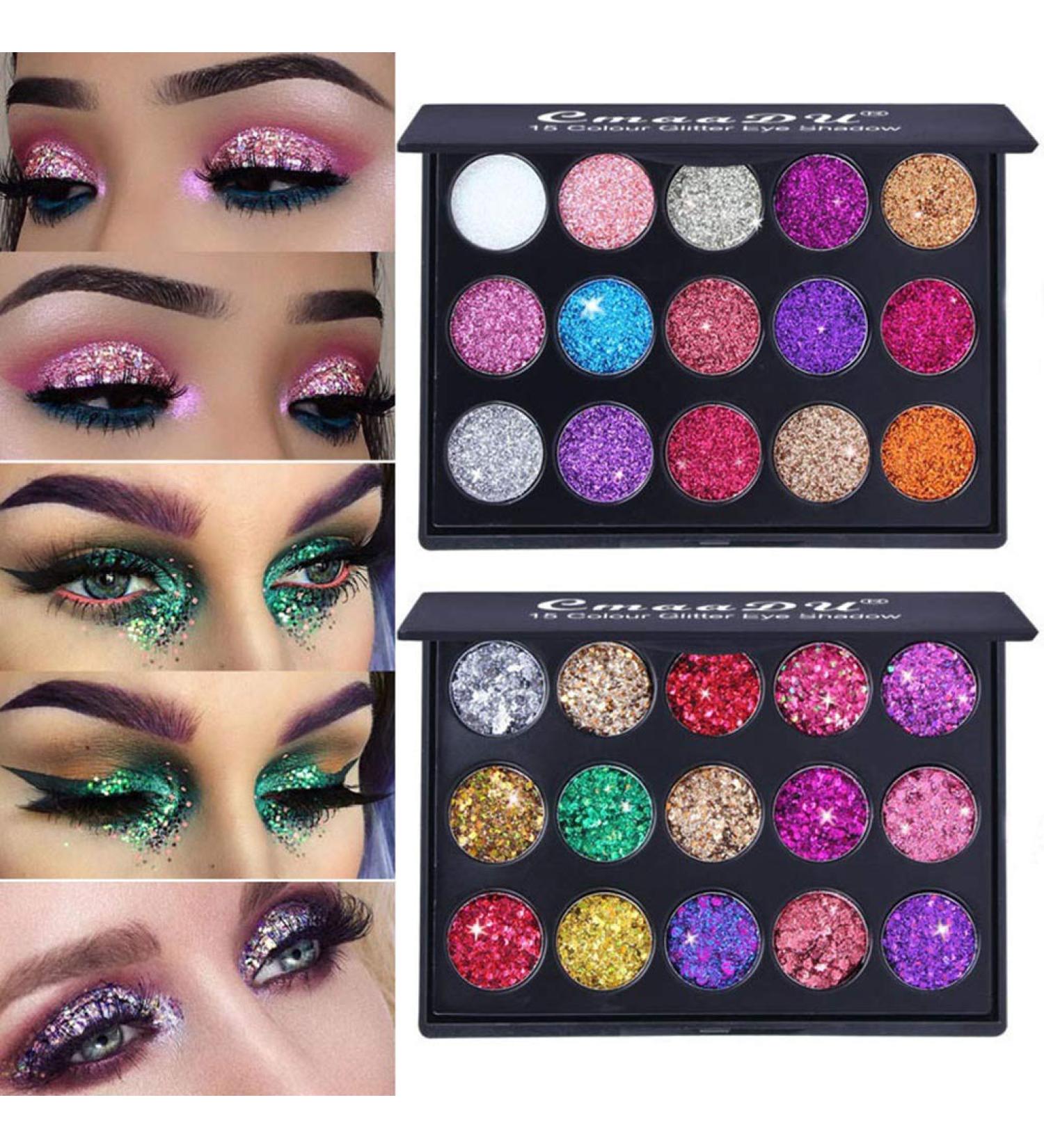 MEICOLY Glitter Eyeshadow Palette - 30 Colors Pressed Pigmented Shimmer Sequined Palette for Long-Lasting Eye Makeup - 3.94X3.07 Inch/pack - Buy Online on GoSupps.com