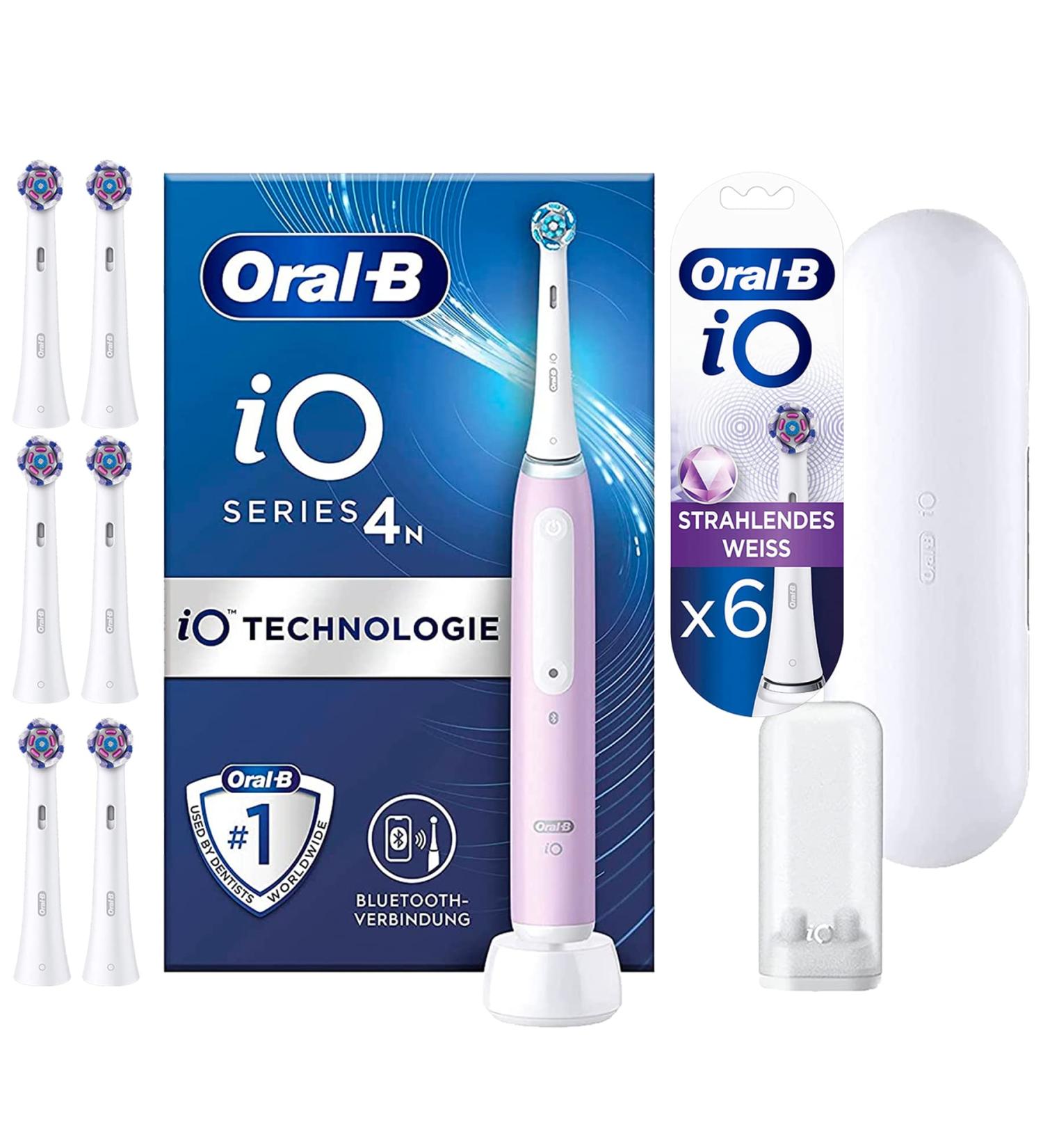 Buy Oral-B io Series 4 Electric Toothbrush | 1 Plug-in Brush + 6 Replacement Radiant White Brushes | 4 Cleaning Modes | Travel Case | Designed by Braun | Lavender Bundle - Buy Online on GoSupps.com