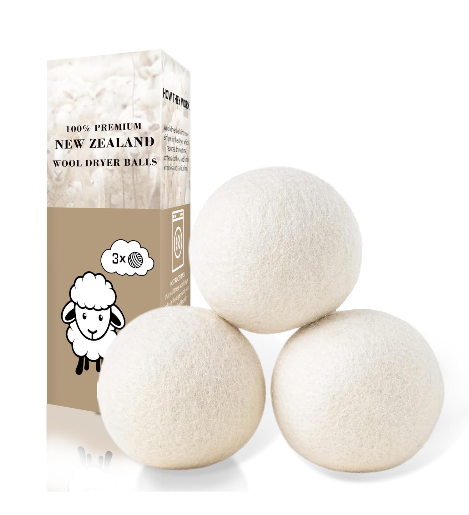 Organic Wool Dryer Balls - 3 Count XL | 100% New Zealand Wool Fabric Softener for 1000+ Loads | Reduce Wrinkles & Cut Drying Time Naturally - Buy Online on GoSupps.com