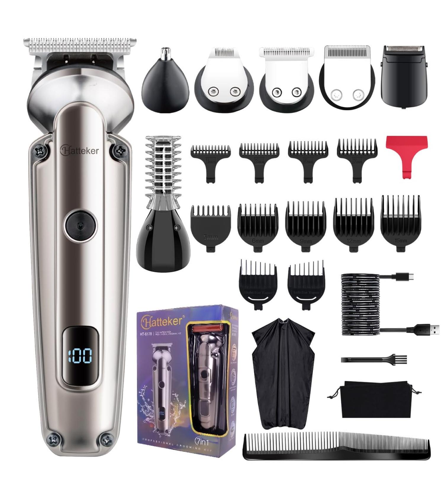 Hatteker Beard Trimmer for Men - Waterproof Electric Razor Cordless Hair Clippers & Grooming Kit for Mustache Nose Body & Facial Hair - Perfect Father's Day Gift - Buy Online on GoSupps.com