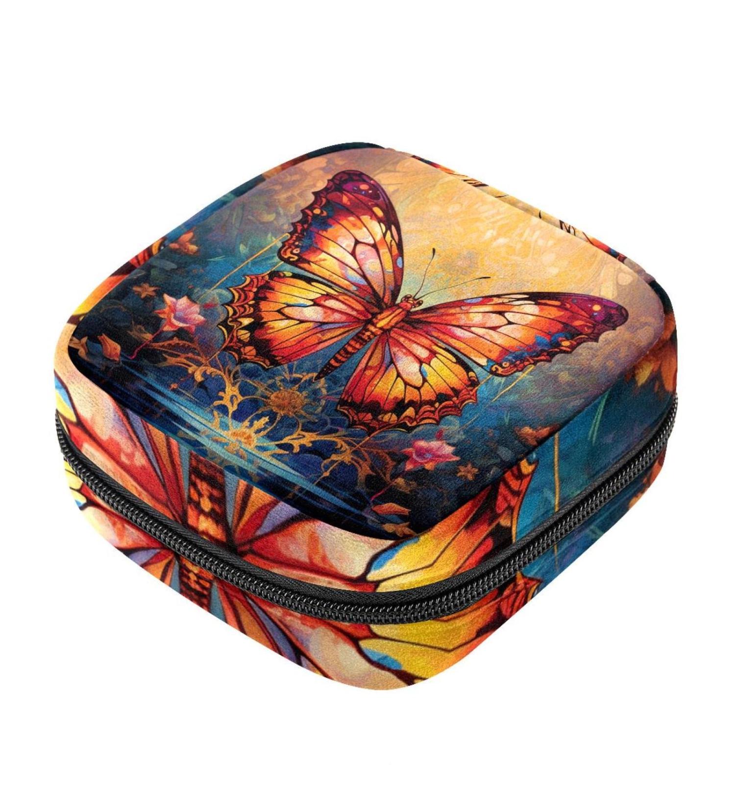 Elegant Butterfly & Floral Napkin Storage Bag | Portable Period Bag for Women & Teens | Menstrual Cup Pocket & Breastfeeding Insert Holder - Buy Online on GoSupps.com