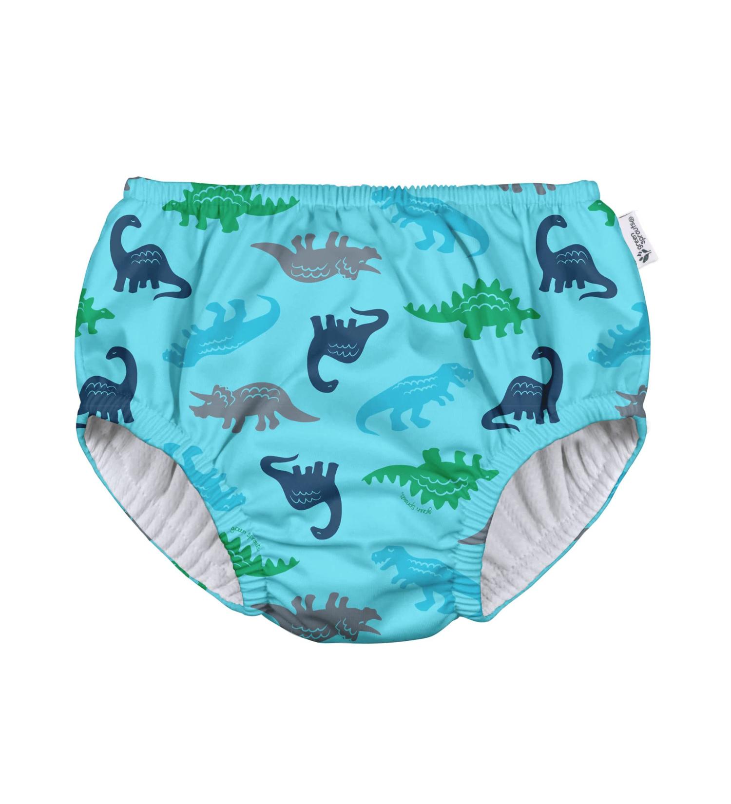 green sprouts - Eco Pull-up Swim Diaper - Aqua Simple Dino - 4T (3-4 Years)