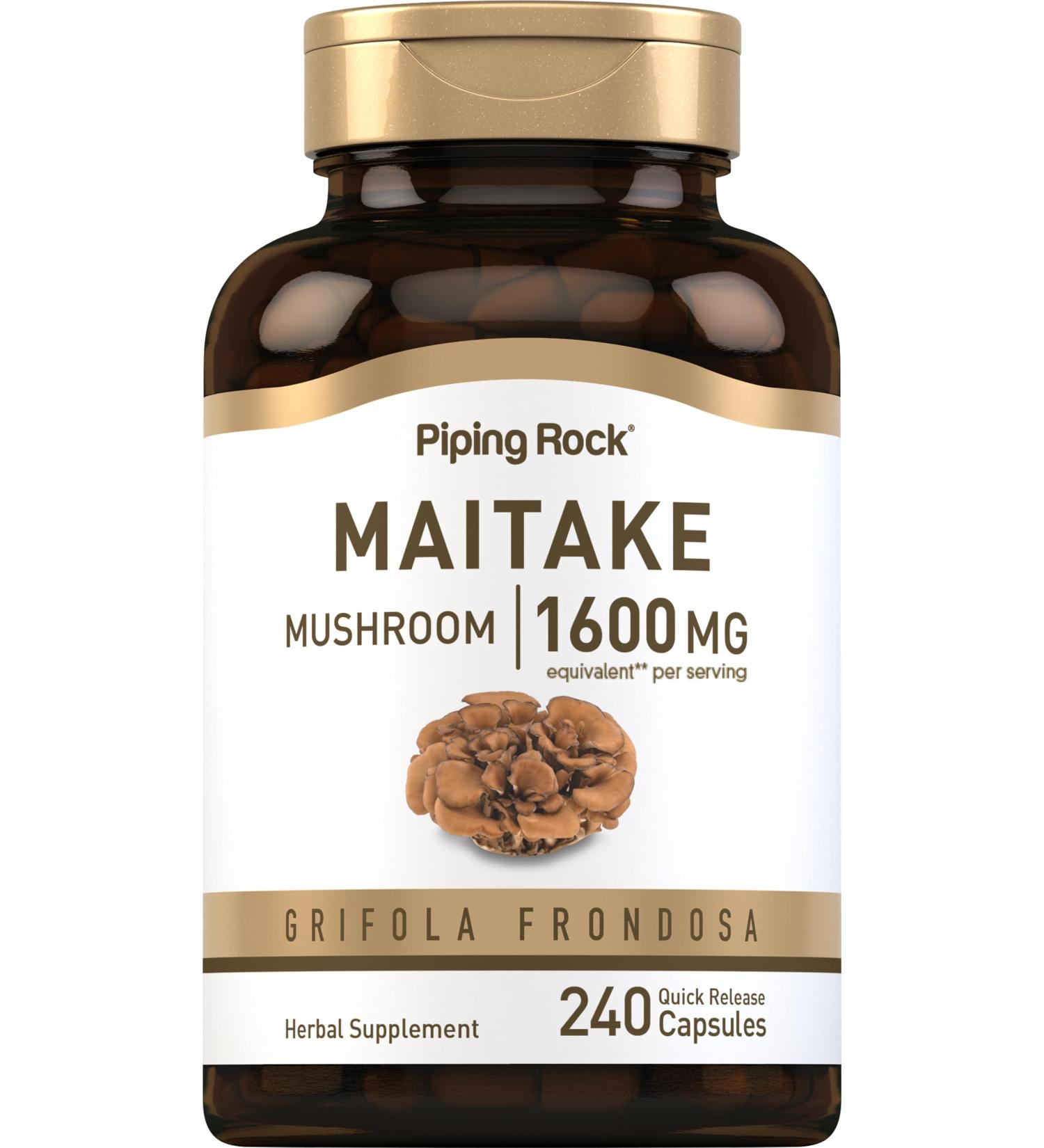 Piping Rock Maitake Mushroom Extract | 240 Capsules | Herbal Supplement | Non-GMO Gluten Free - Buy Online on GoSupps.com