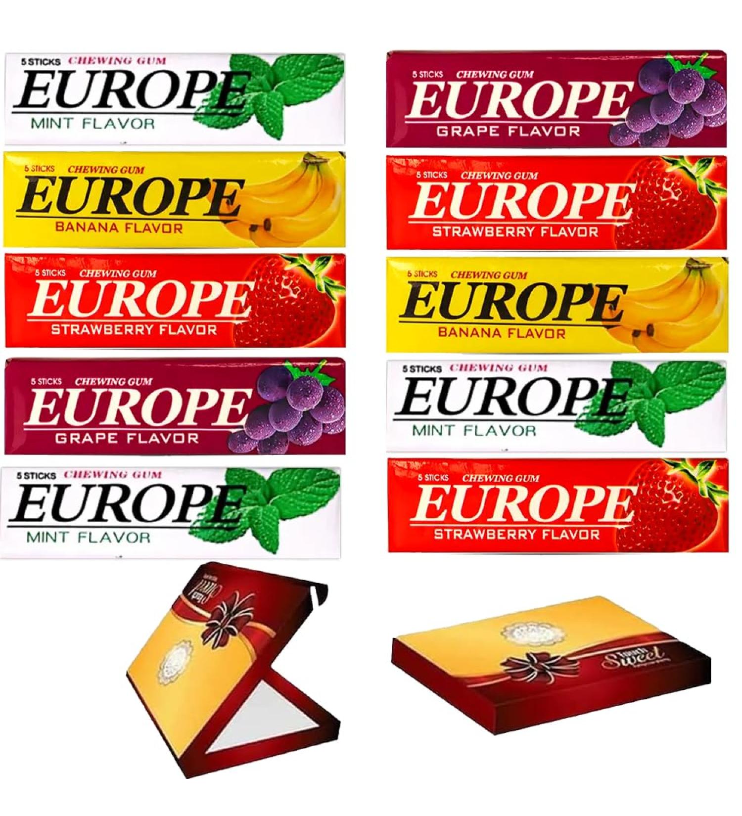10 x Europe Mint Banana Grape Strawberry Chewing Gum Sticks 13g With Gift Box - Buy Online on GoSupps.com