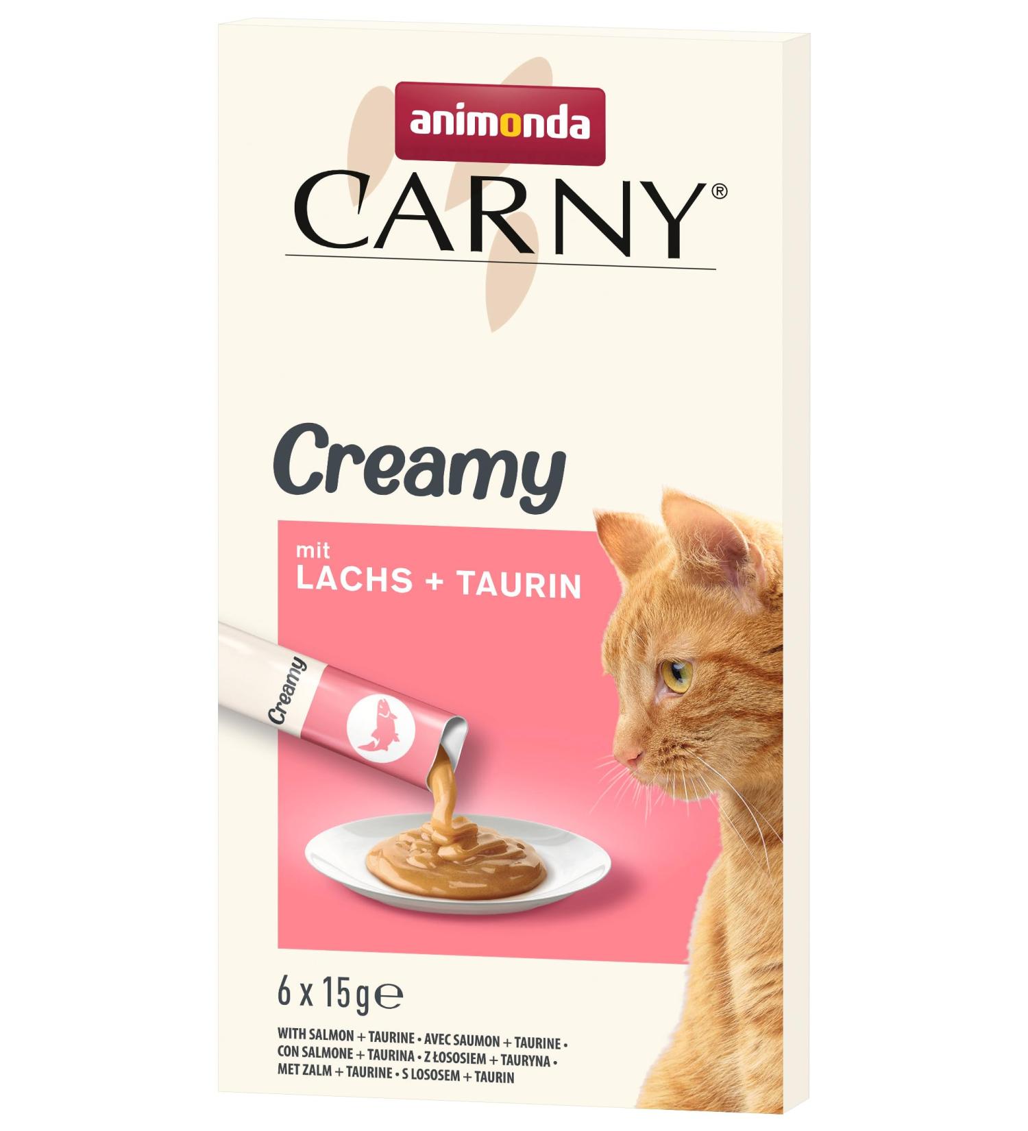 Animonda Carny Adult Creamy - Premium Katzensnack for sophisticated gourmet - delicious treats with juicy salmon and valuable taurine in practical freshbits - 6 x 15 g salmon 90 ml (1 Pack)