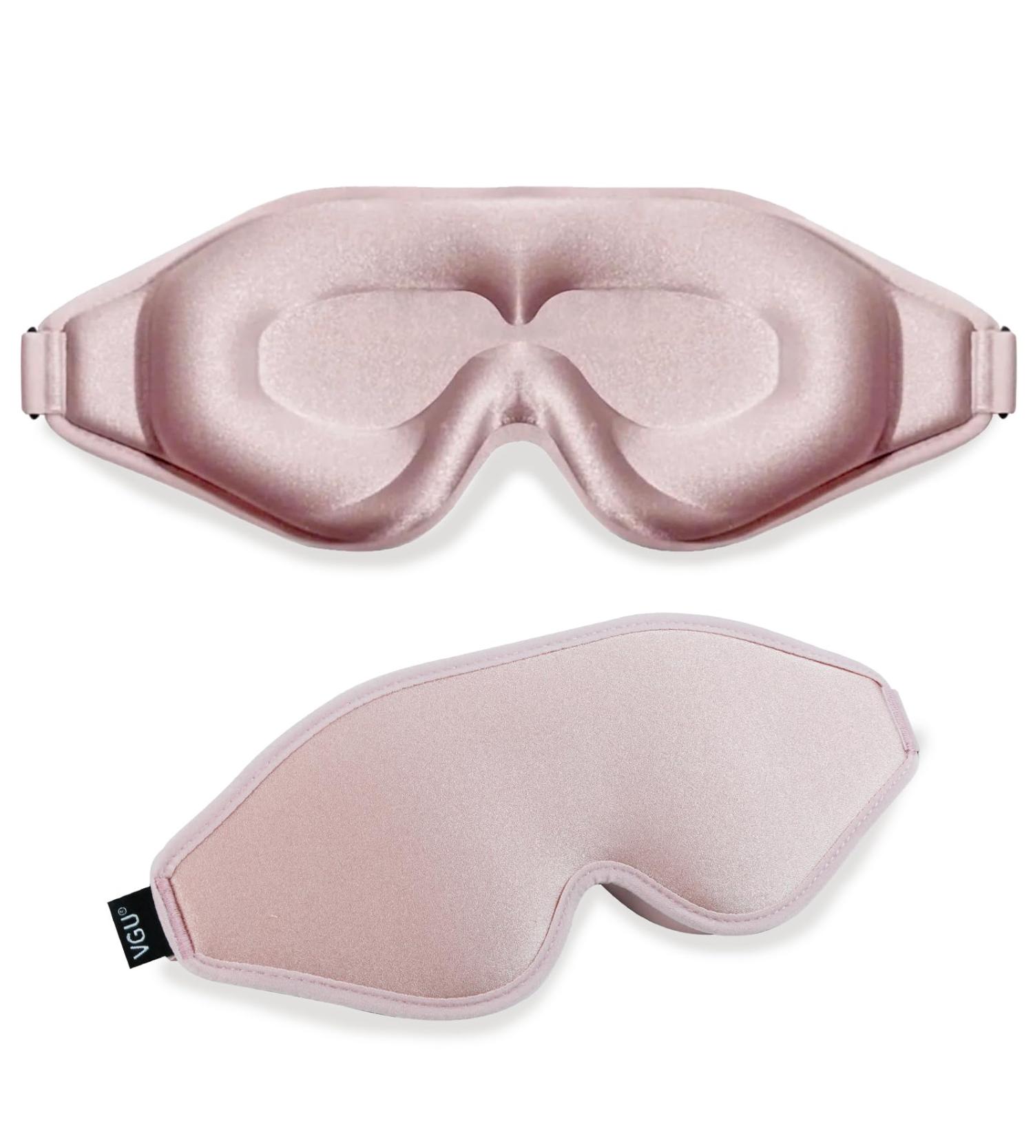 Sleep Eye Mask for Men & Women - 3D Zero Eye Pressure 100% Light Blocking Soft Travel Shade - Pink - Buy Online on GoSupps.com