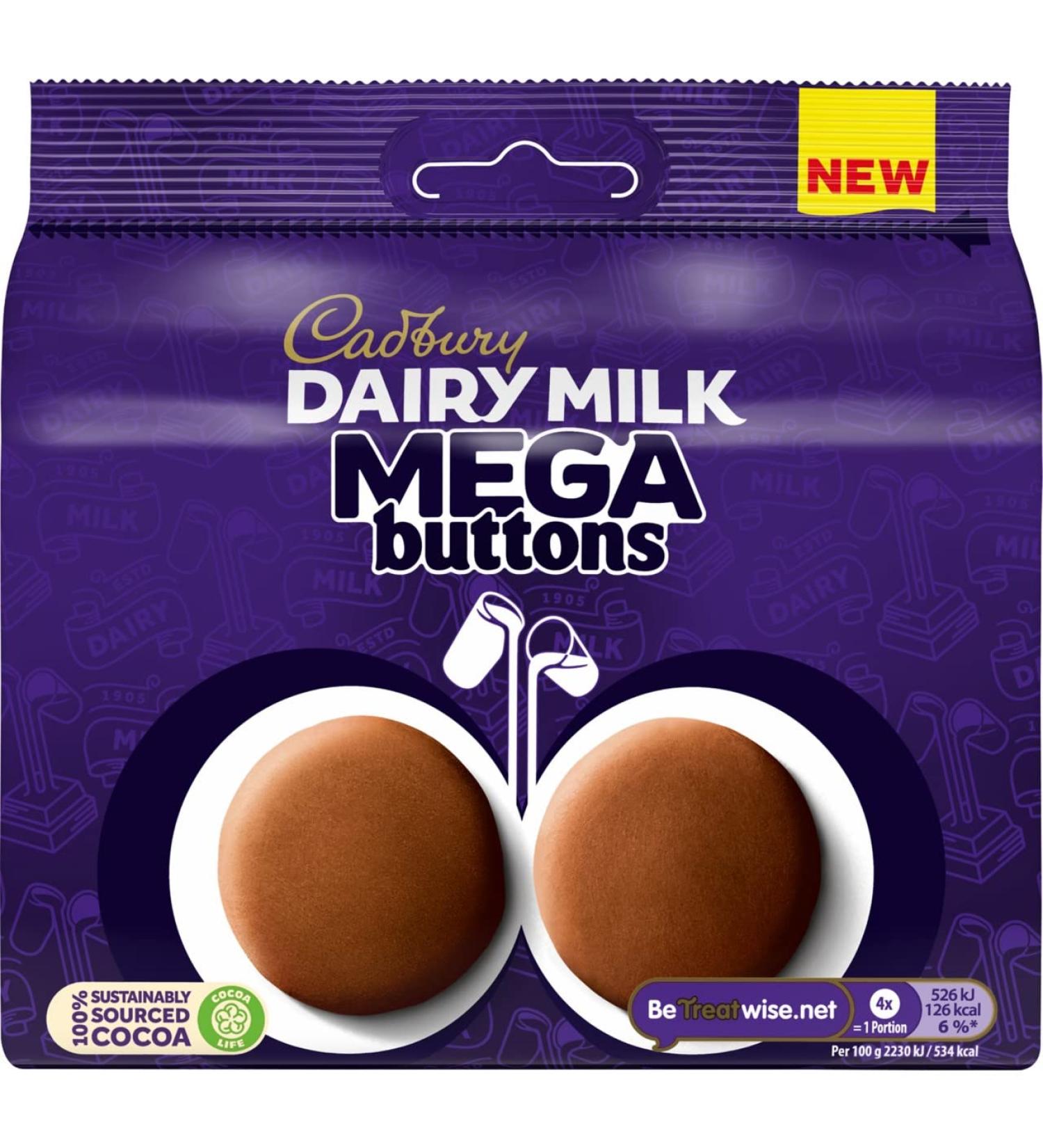  Cadbury Cadbury Dairy Milk Mega Buttons Giant Chocolate Sharing Buttons 192g (Pack of 1) - Buy Online on GoSupps.com