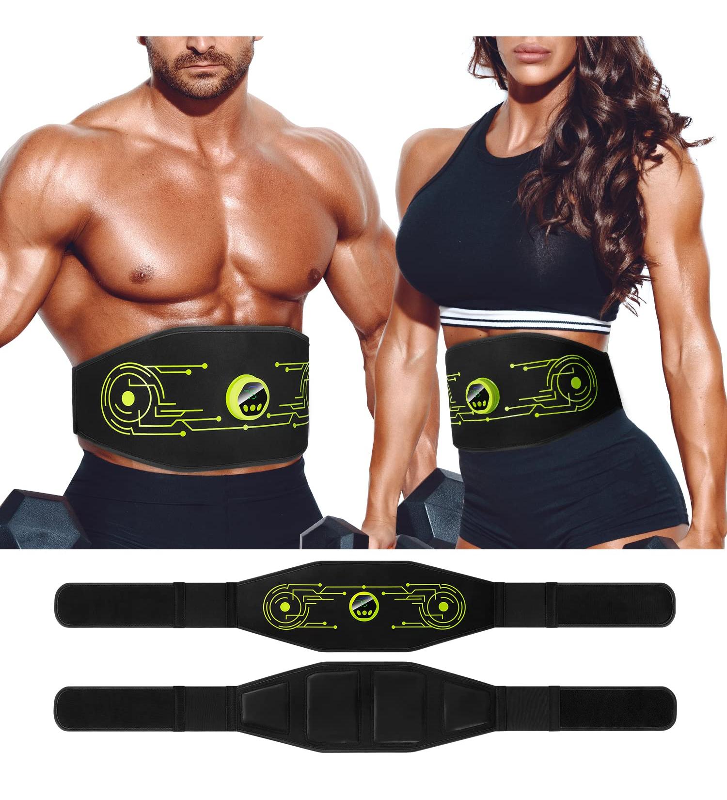 YTTQ EMS Abdominal Muscle Trainer | Electrical Belly Trainer Belt | 4 Stimulation Areas 6 Modes No Hard Exercise Unisex - Green - Buy Online on GoSupps.com