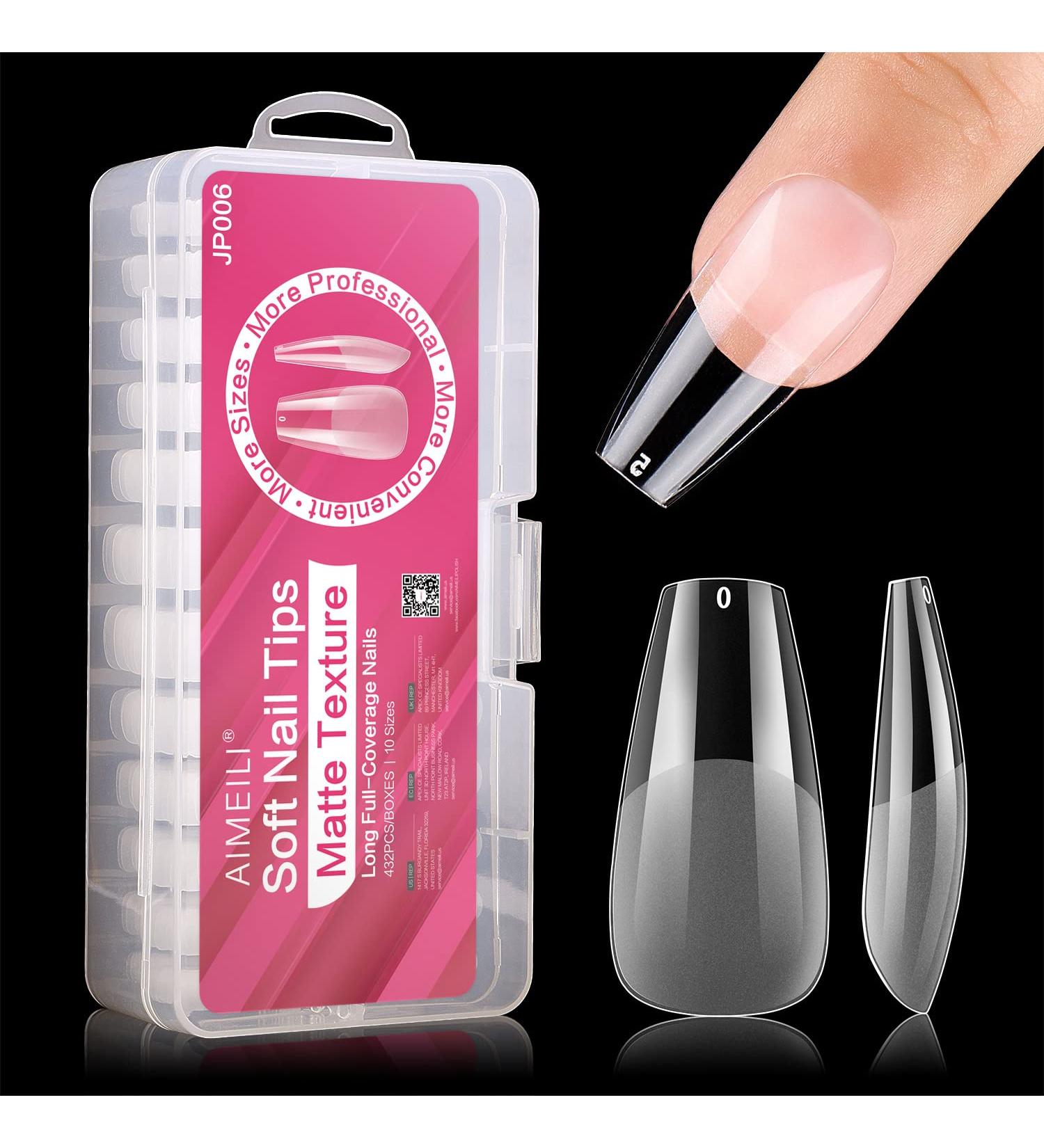 Buy AIMeili 432pcs Transparent Fake Nails - 12 Sizes Short Coffee Artificial Nail Tips for Acrylic & UV Gel Nail Art - Perfect for DIY Nail Designs - Buy Online on GoSupps.com