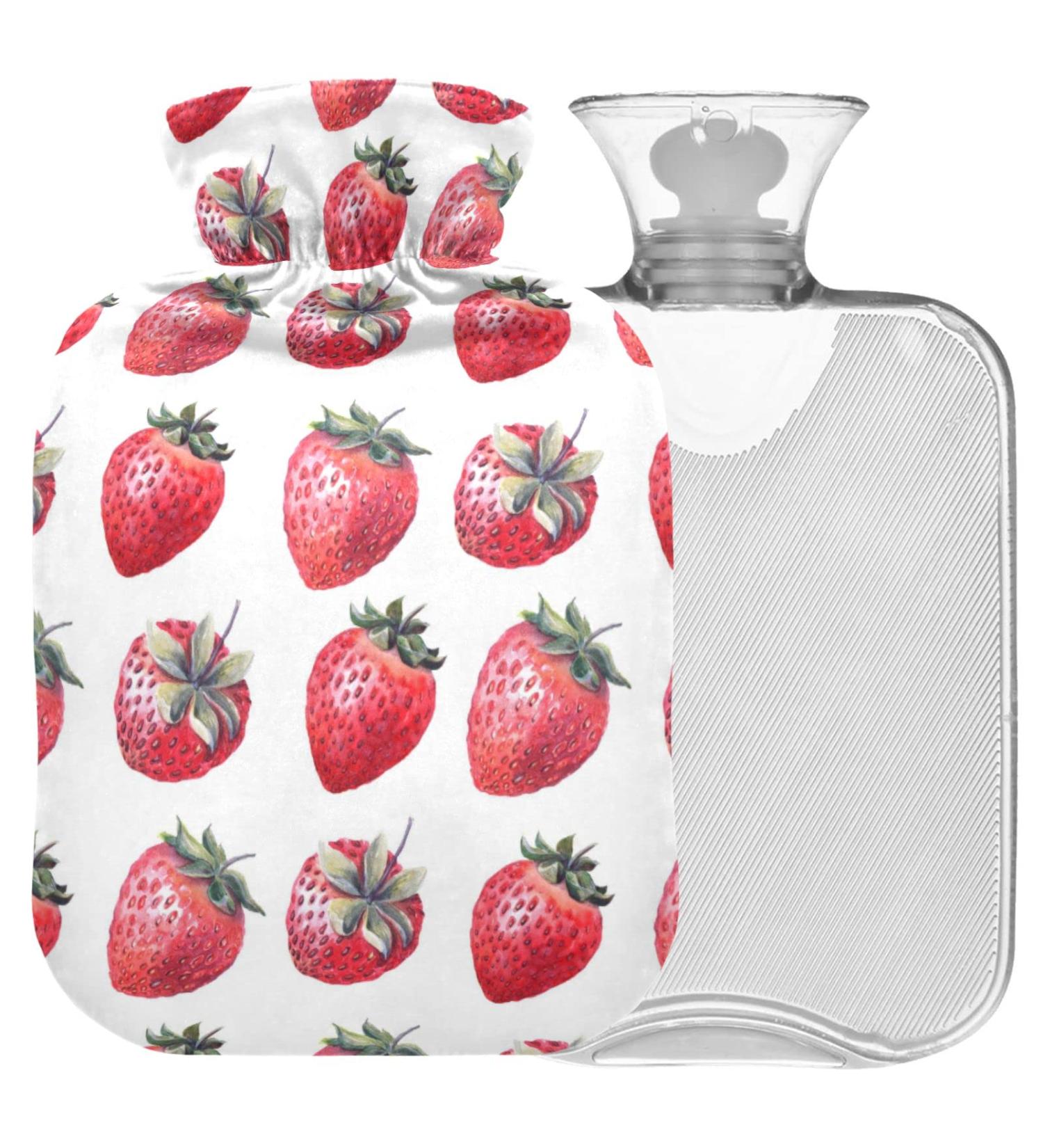 Naanle Sweet Strawberry 2L Hot Water Bottle - Transparent Large Heat Bottle for Bed Hands Feet - Pain Relief & Cold Therapy - Buy Online on GoSupps.com