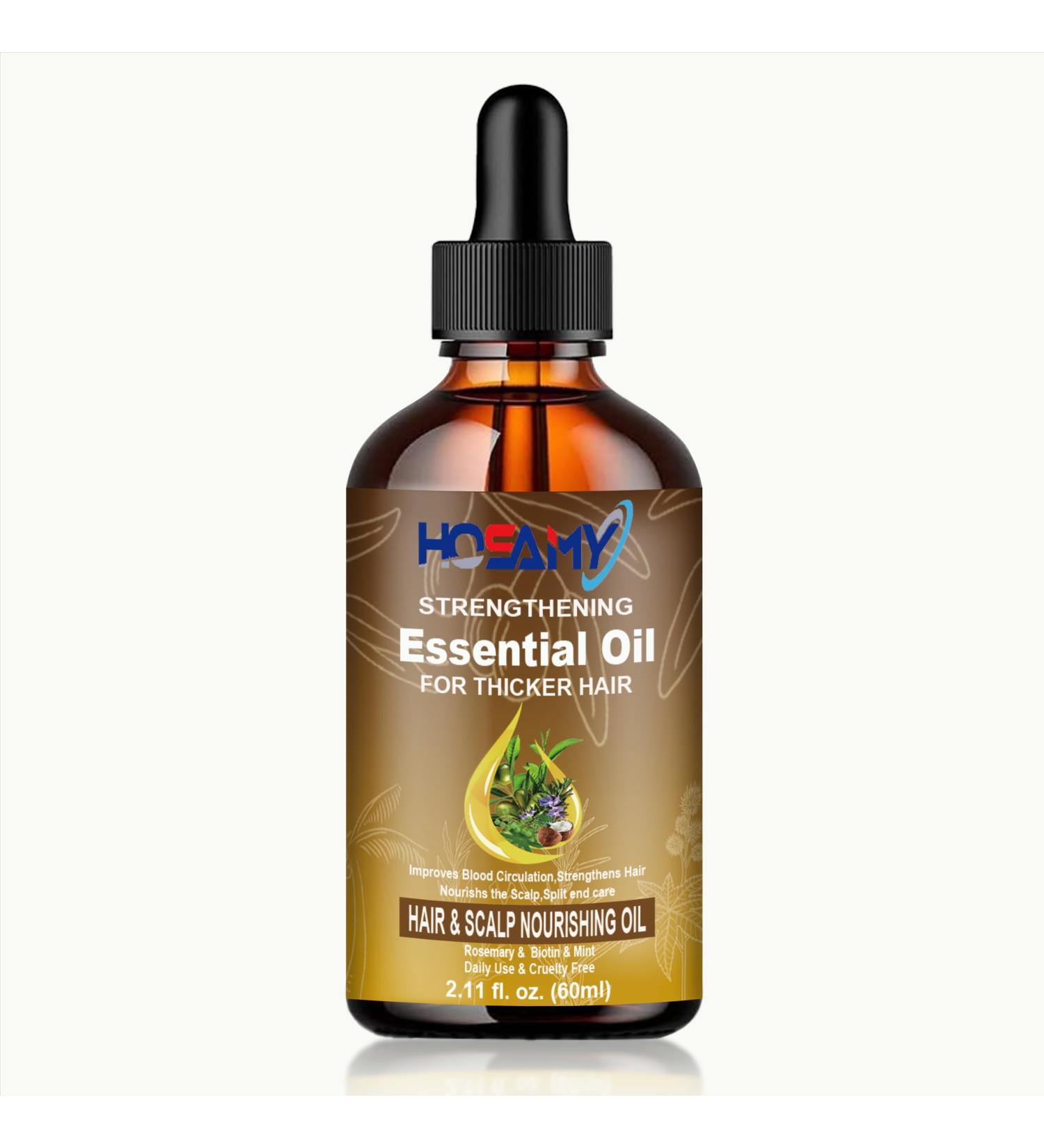 Biotin Rosemary Hair Growth Oil - Nourishing Serum for Thinning Hair & Scalp Care | Strengthens & Repairs Damaged Hair & Beard - Peppermint Scent (60ml) | Ideal for Men & Women - Buy Online on GoSupps.com