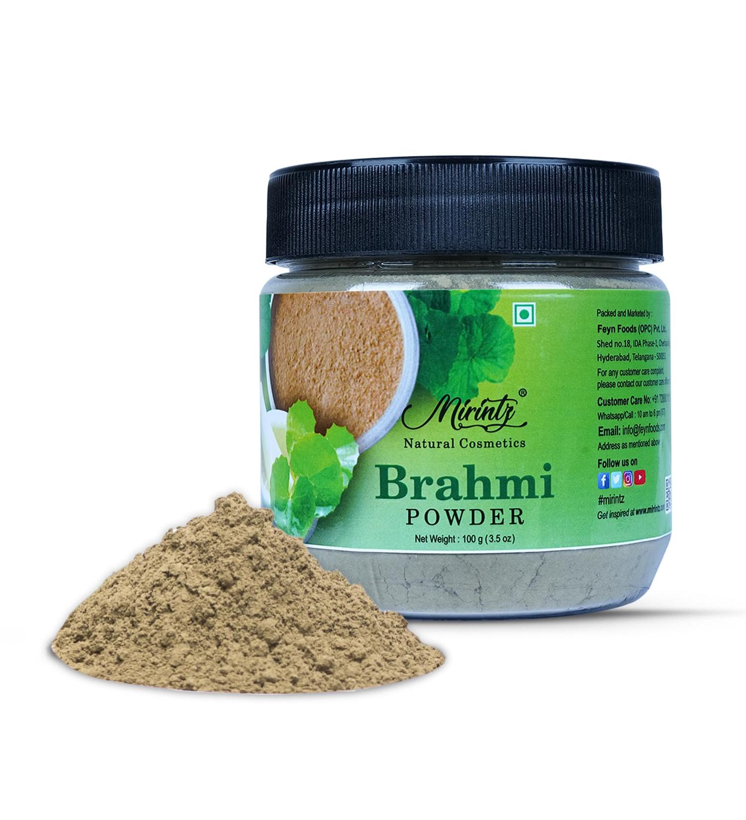 Mirintz 100% Natural Brahmi Powder | (100 gms) Pure Bacopa Monnieri Powder Herbal Supplement | Brahmi Powder for Hair Growth | Bacopa Powder Ayurvedic Support for Healthy Hair | Herbal Hair Mix - Buy Online on GoSupps.com