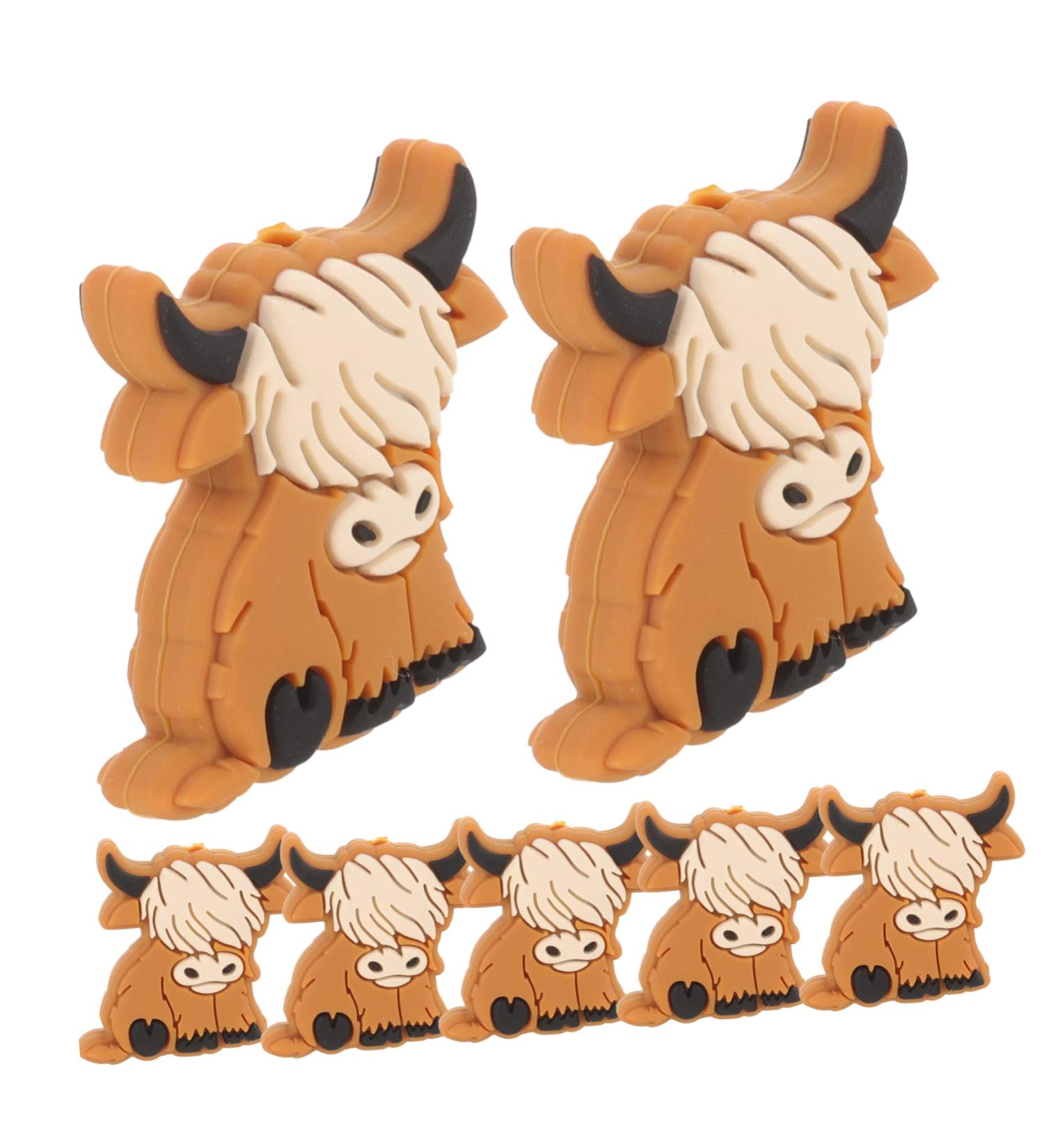 SEWOART 10pcs Highland Animal Silicone Beads Baby Toy Light Brown 2.8x2.7cm - Buy Online on GoSupps.com