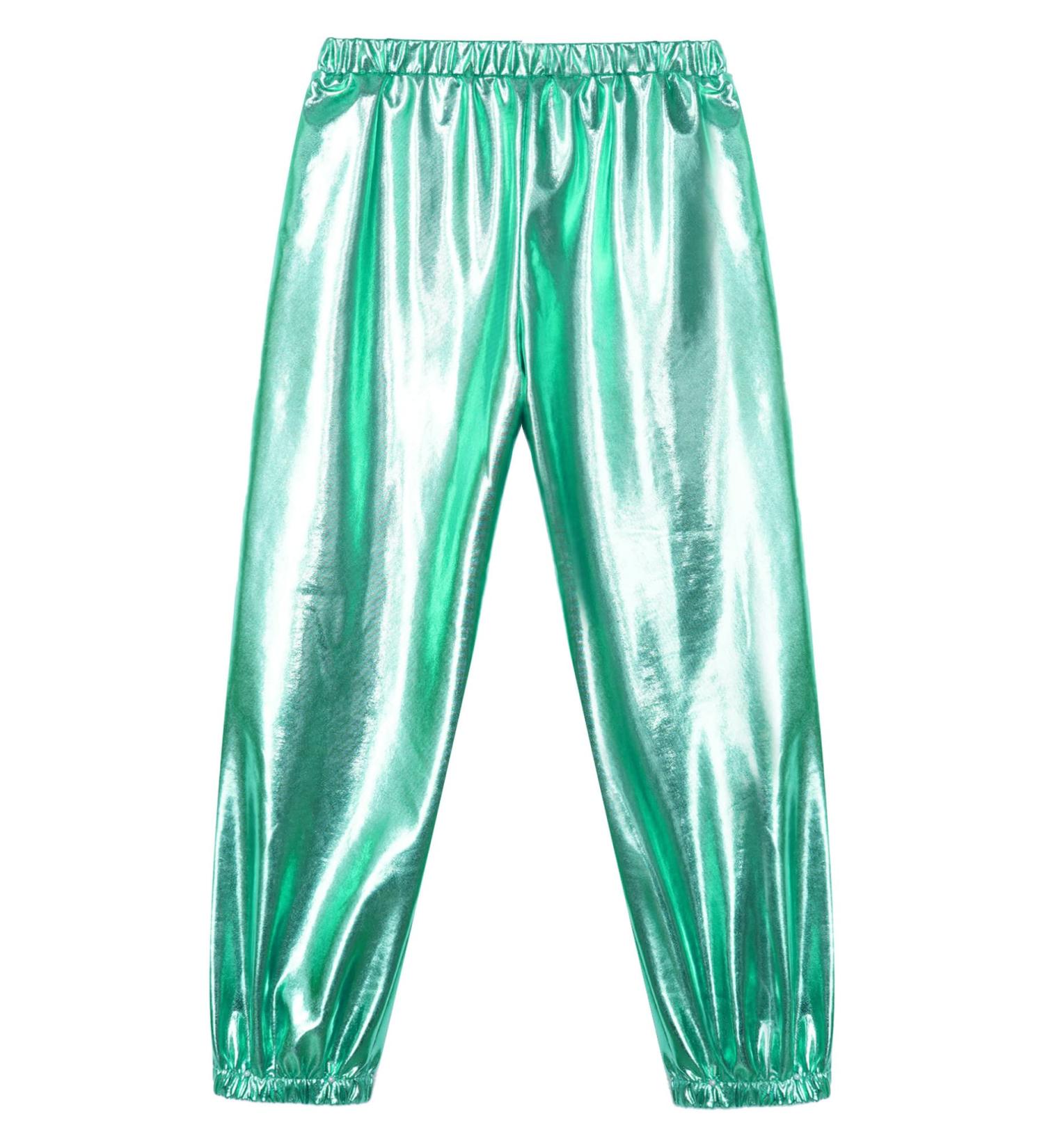 MSemis Metallic Harem Dance Pants for Kids | Modern Hip Hop Street Dancewear | Slim Fit in Blue Green | Size 10 - Buy Online on GoSupps.com