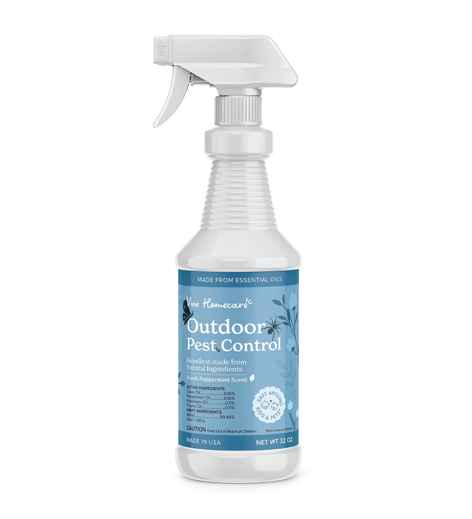 Vine Homecare 32oz Outdoor Pest Control Spray - Repels Lice, Flies, Beetles, Spiders, Mosquitoes, Ants & More - Natural Non-Toxic Formula - Quick & Easy Pest Control - Safe for Kids & Pets - Buy Online on GoSupps.com