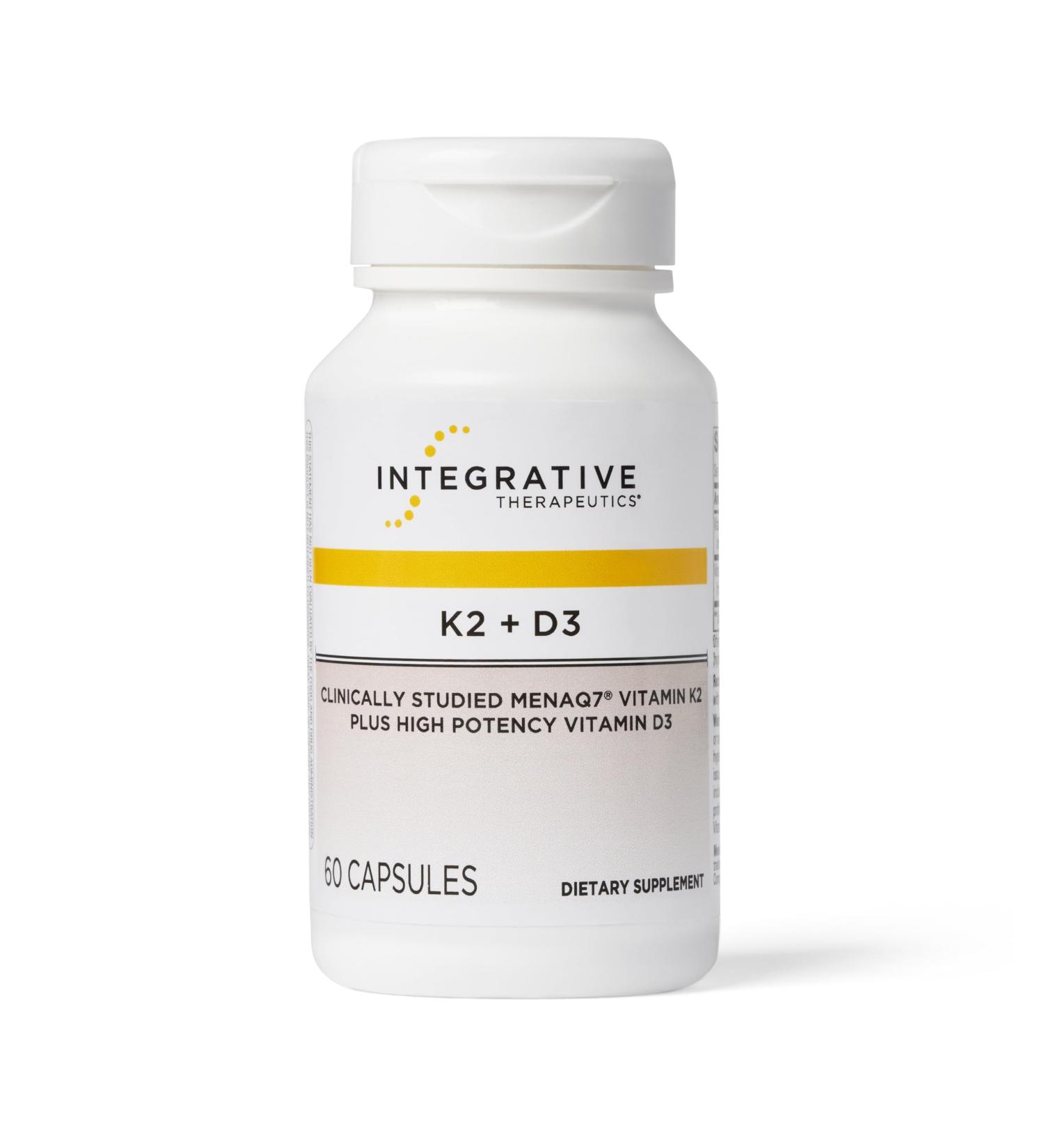 Integrative Therapeutics K2 + D3 - Supplement for Heart Health & Bone Strength* - Daily Vitamins for Calcium Absorption - Supports Vitality - Dairy-Free & Gluten-Free - 60 Count (60 Servings) - Buy Online on GoSupps.com