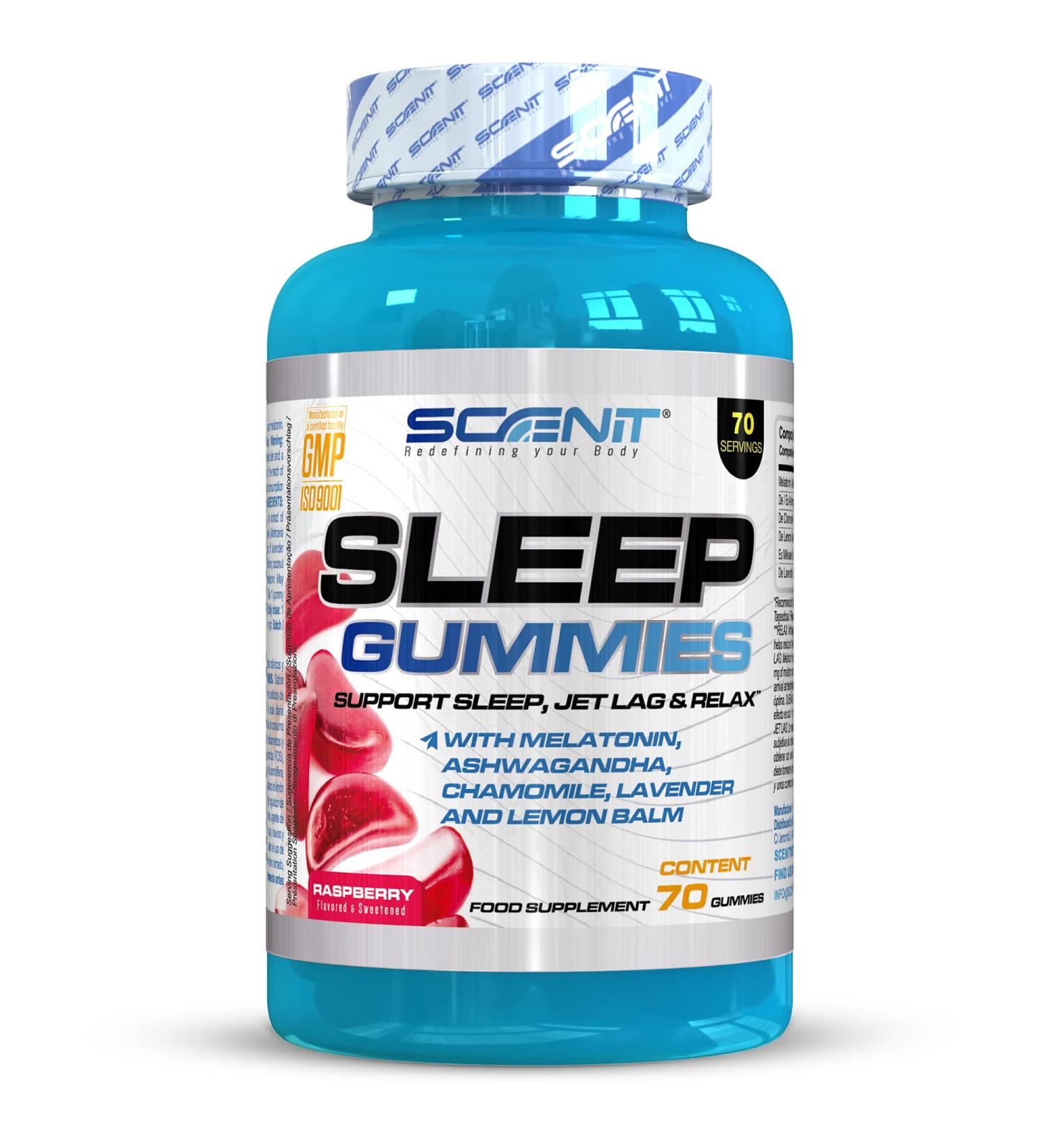 SLEEP Gummies - 70 Sleep Gummies - 5 Key Ingredients - Raspberry Flavor - Melatonin Gummies - With Melatonin Ashwagandha Chamomile Lemon Balm & Lavender - Melatonin Gummies 1mg - Buy Online on GoSupps.com