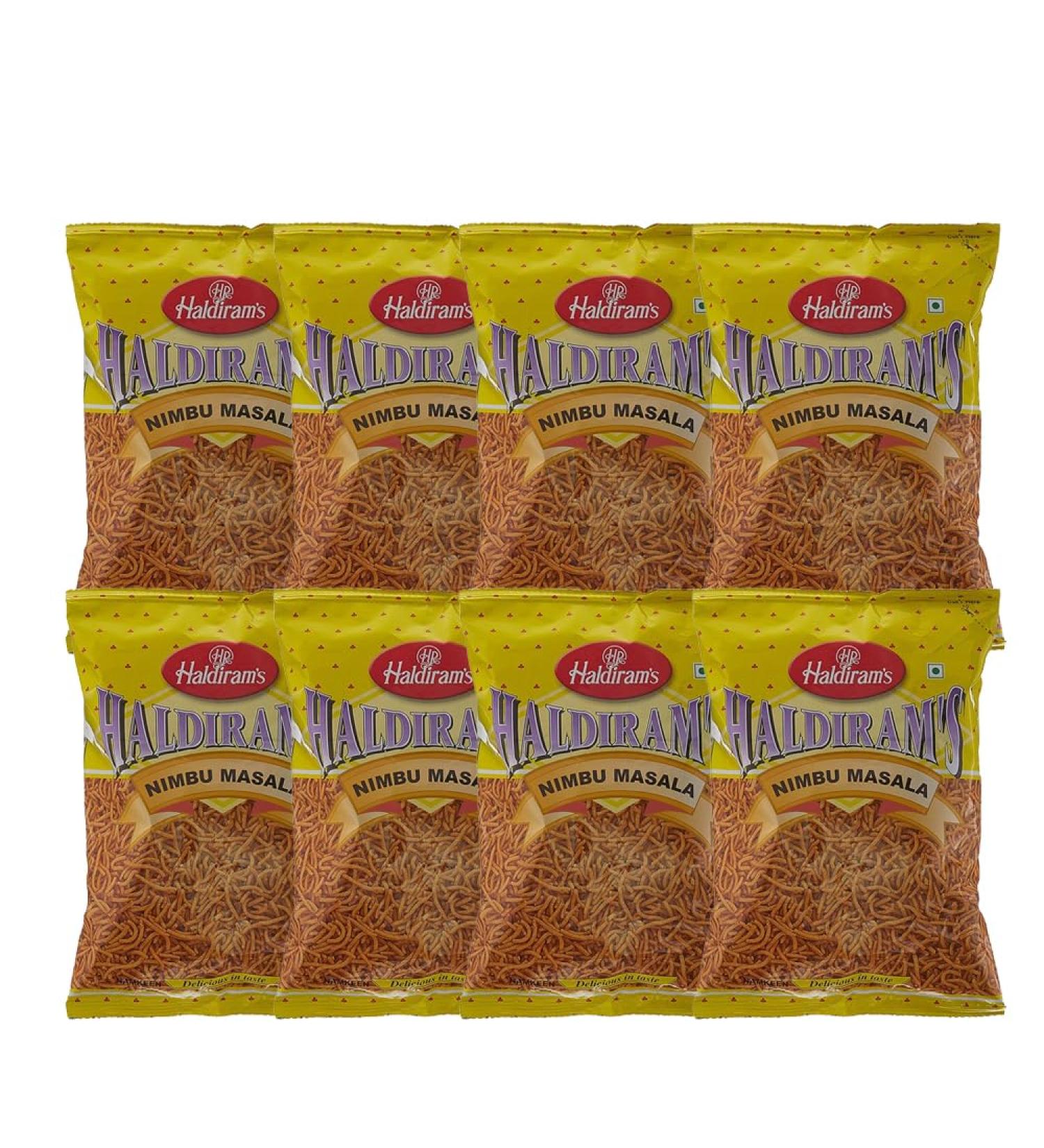 Haldiram's Nimbu Masala 200G | Crusty and Delicious |Sour and Tasty Potato Noodles | Perfect Tea Time Snack | Indian Origin | Pack Of 8