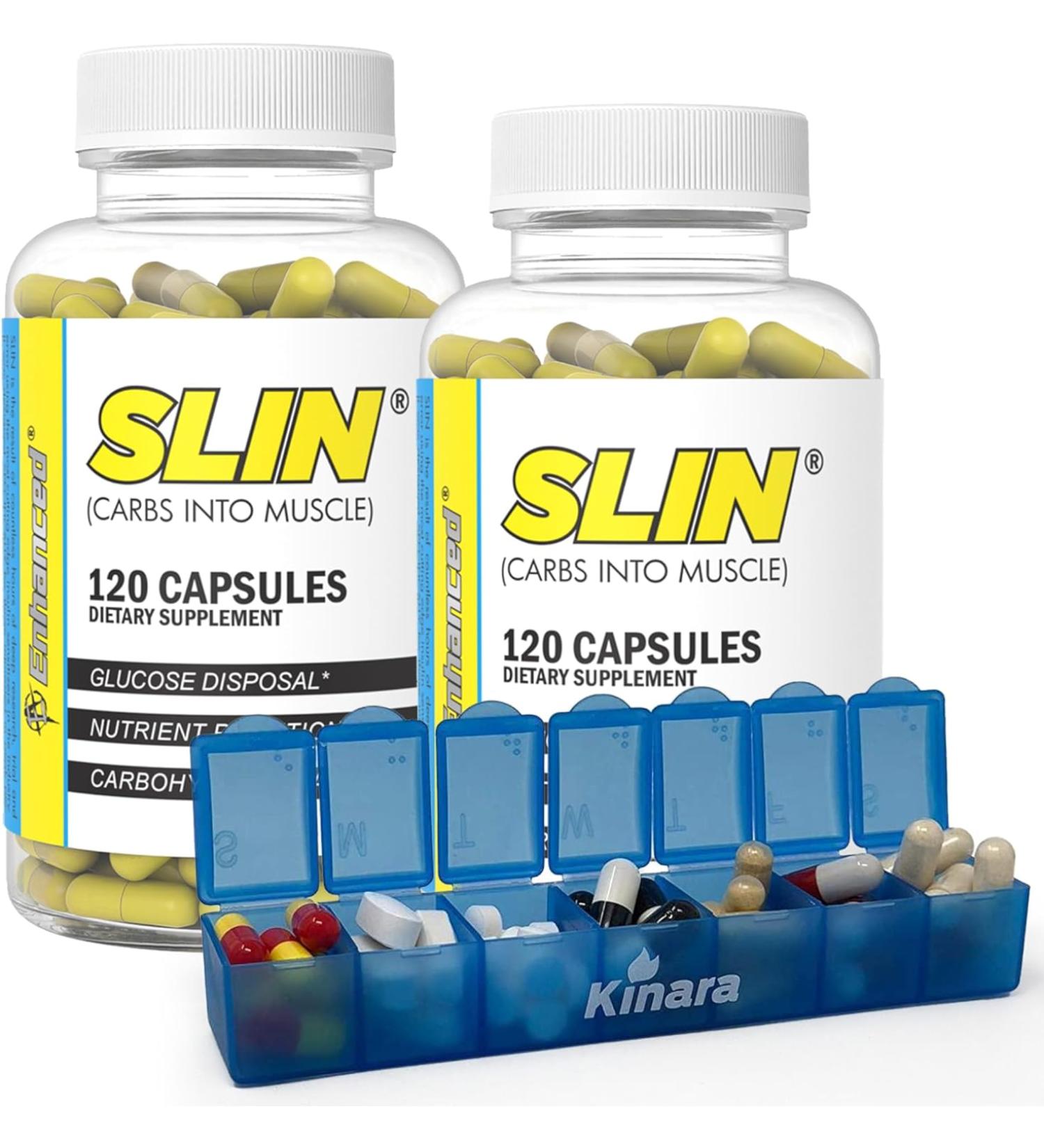 Kinara Enhanced Labs 2 Pack SLIN Carb Converter & Glucose Disposal Agent + Pill Organizer - Buy Online on GoSupps.com