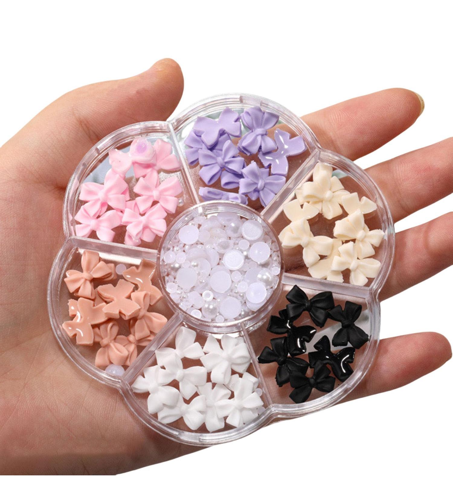 Buy 7 Grille Sweet Bowknot Nail Art Charms - Resin Decorations for DIY Nail Designs | International Shipping - Buy Online on GoSupps.com