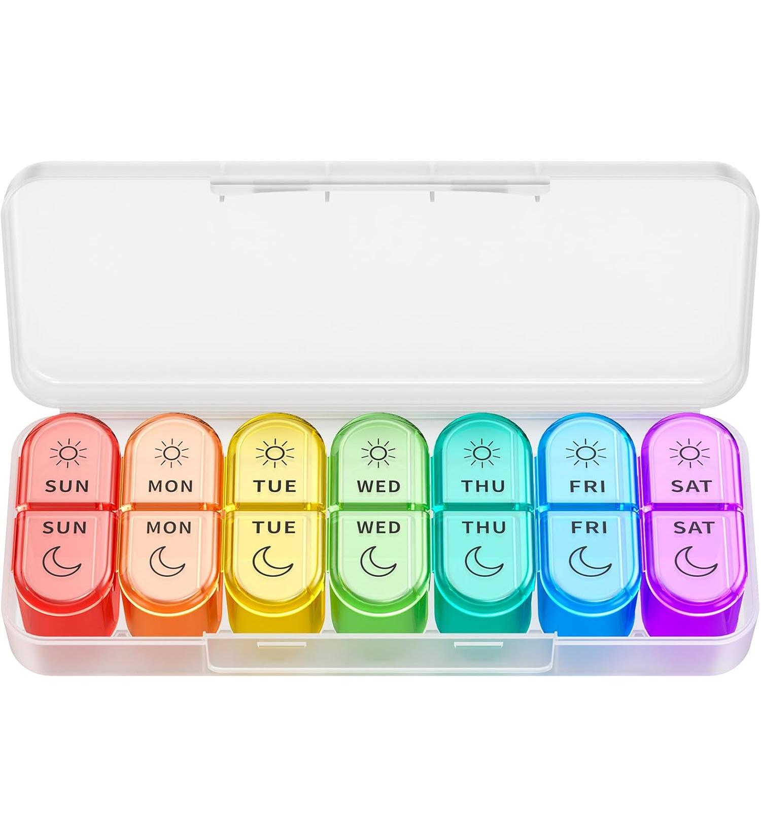 7 Days AM PM Pill Organizer - BPA-Free 2 Times a Day Large Weekly Pills Case for Vitamins and Medicine - Buy Online on GoSupps.com
